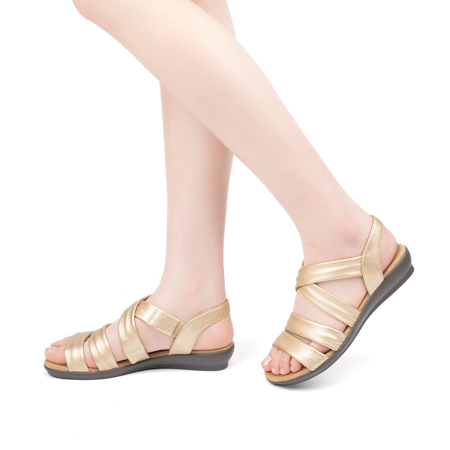 VJH confort Women’s Flat Sandals, Soft Straps Slip-on Open Toe Light Weight Elastic Slingback Comfort Casual Walking Sandals