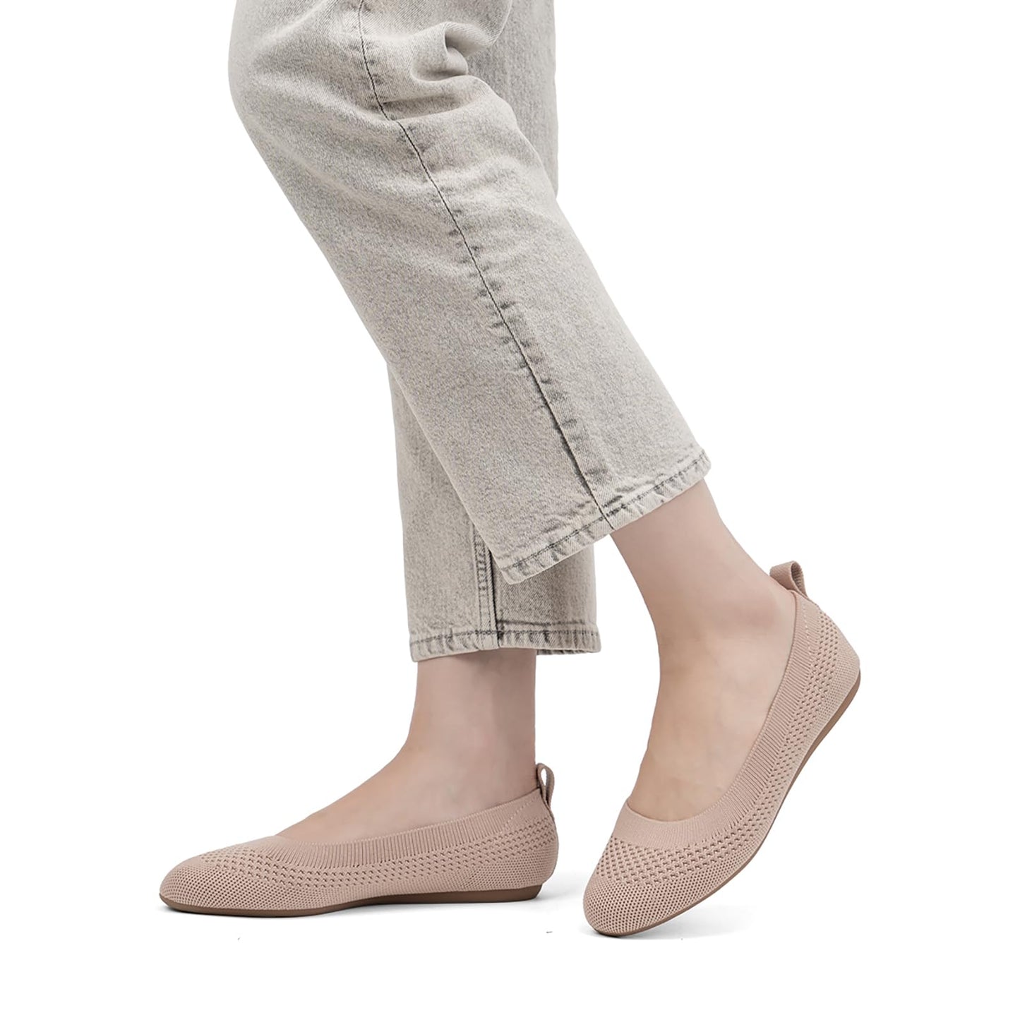 VJH confort Women’s Flats Shoes Ballet Knit Comfort Foldable Round Toe Slip-on Casual Office Work Walking Flats