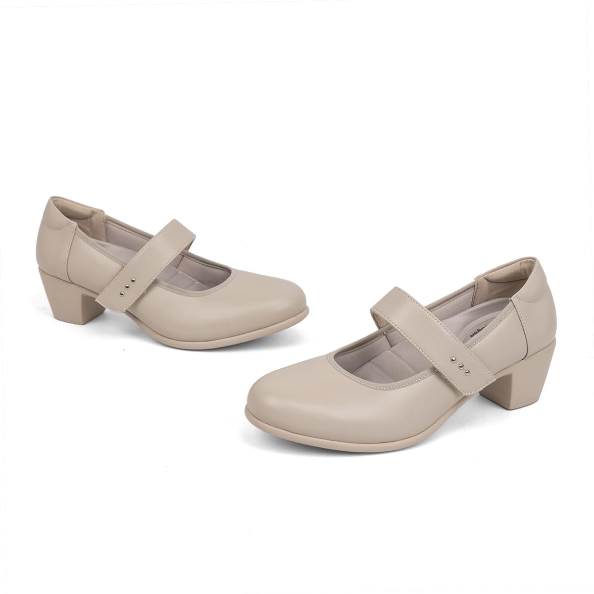 VJH confort Women's Mary Jane Pumps Low Block Chunky Heel Round Toe Dress Work Comfortable Shoes