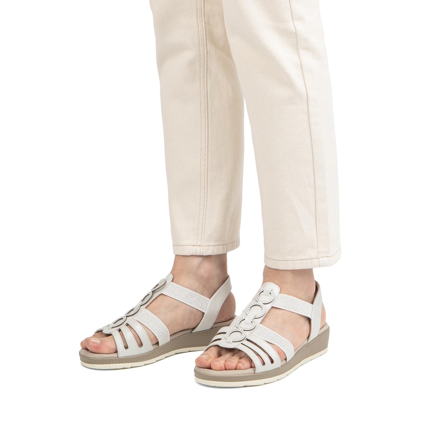 VJH confort Women’s Flat Sandals Comfortable Rhinestone Dressy sandals Elastic Open toe Low Wedge Sandals for Summer