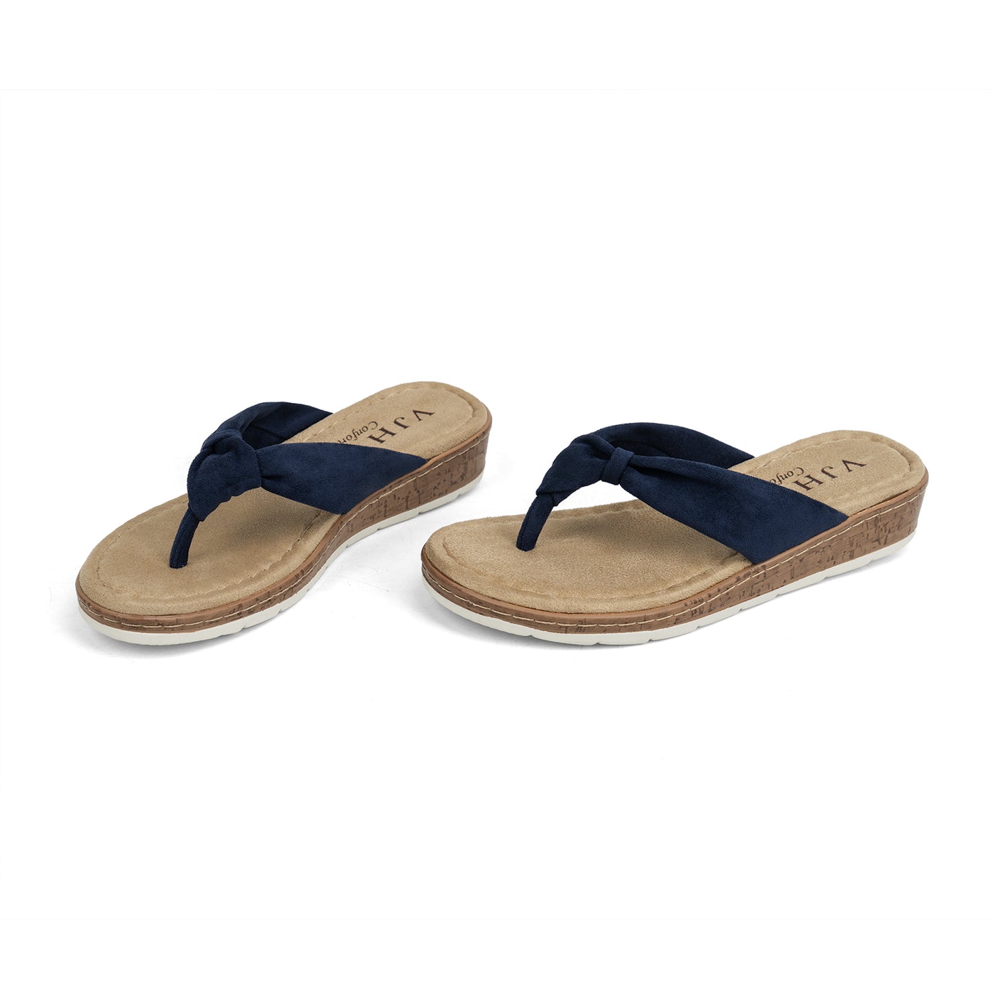 VJH confort Women's Flip Flops Thong Sandals Soft Cushion Comfortable Low Wedge for Summer Beach Walking