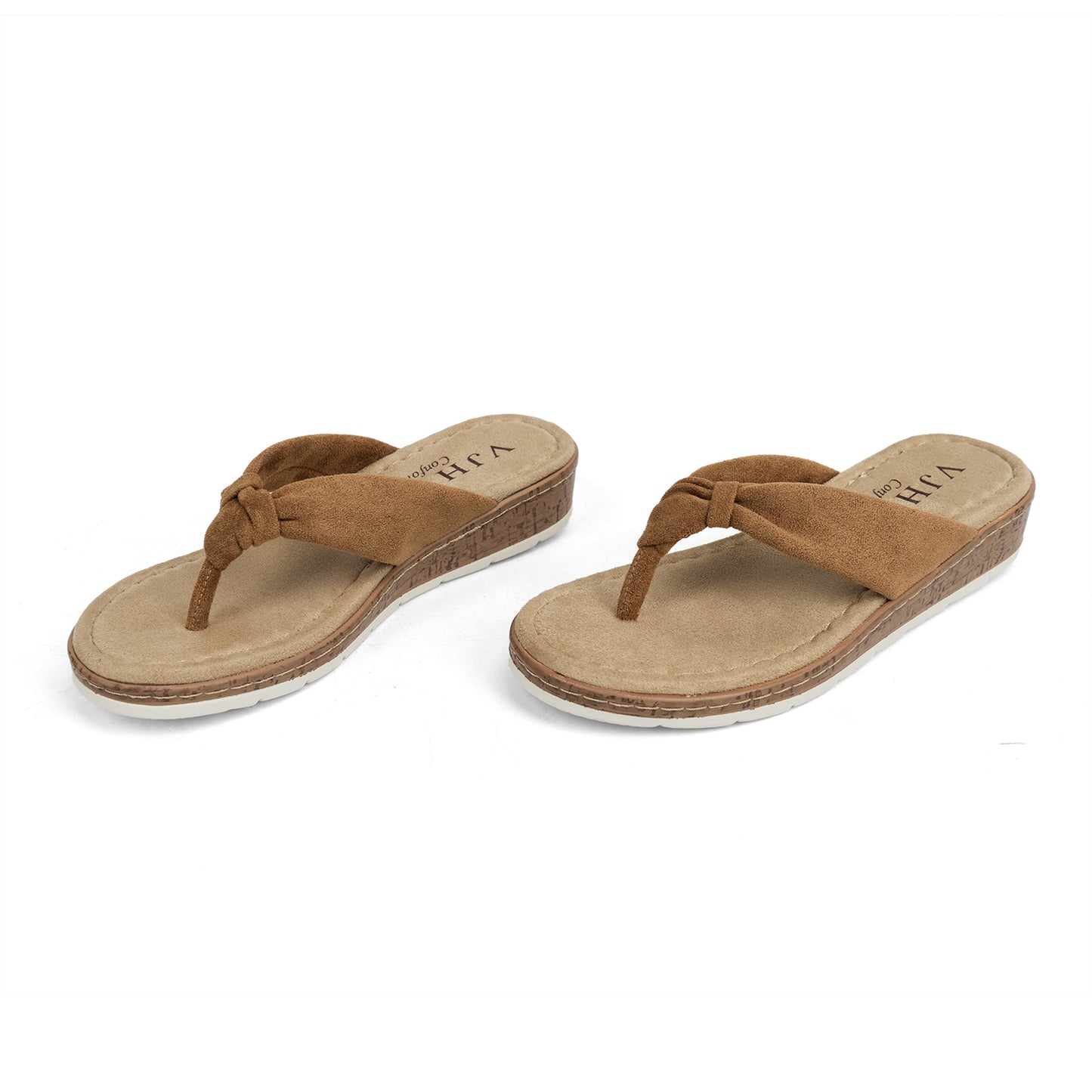 VJH confort Women's Flip Flops Thong Sandals Soft Cushion Comfortable Low Wedge for Summer Beach Walking