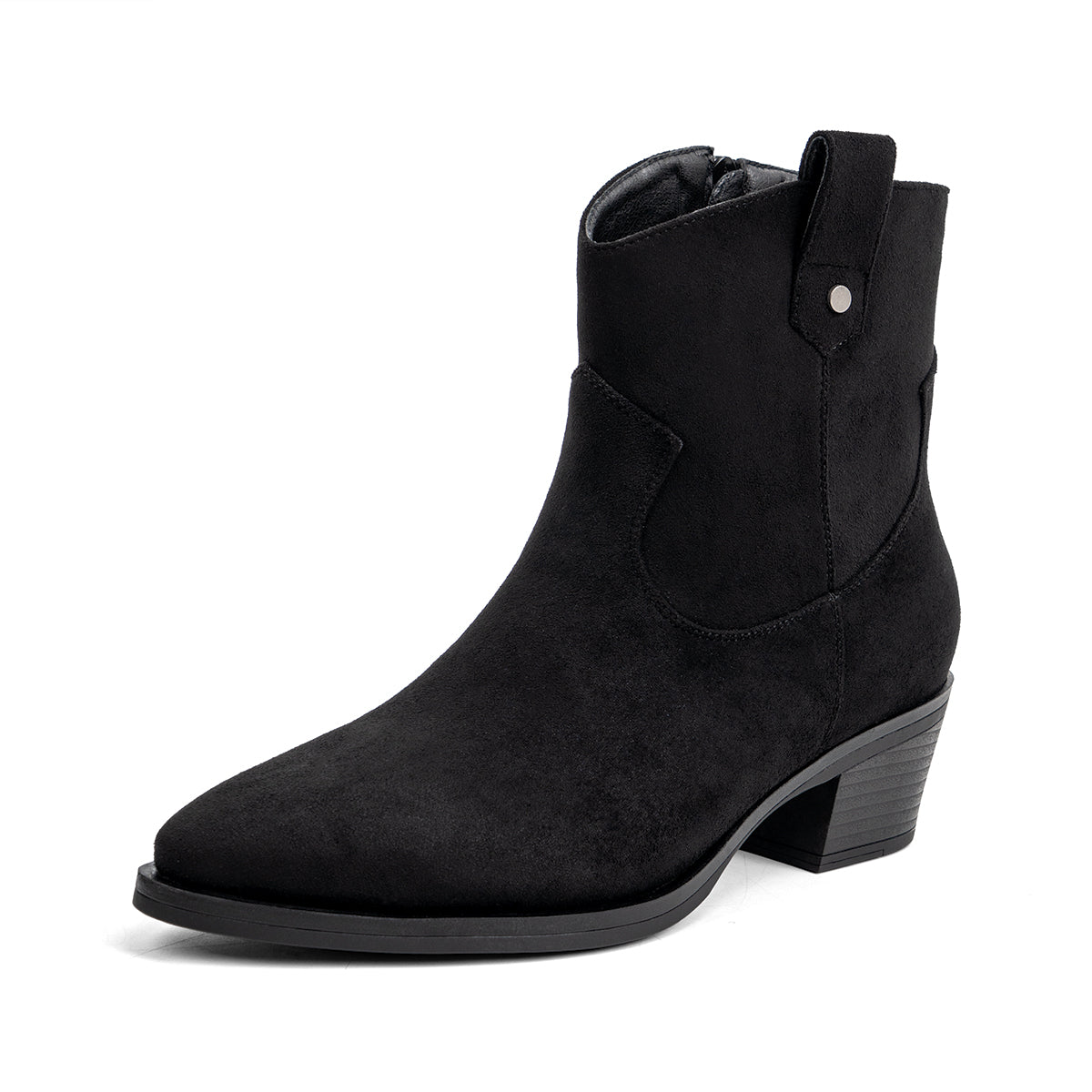 VJH confort Women's Western Ankle Boots Pointed Toe Low Chunky Heel Comfortbale Elegant Cowboy Cowgirl Booties