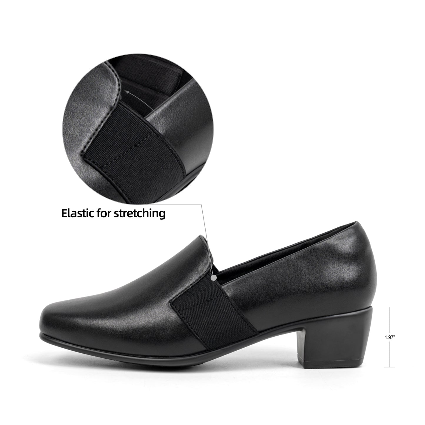 VJH confort Women's Dress Pumps Chunky Heel Loafers Slip On Square Toe Comfortable Work Shoes Lightweight