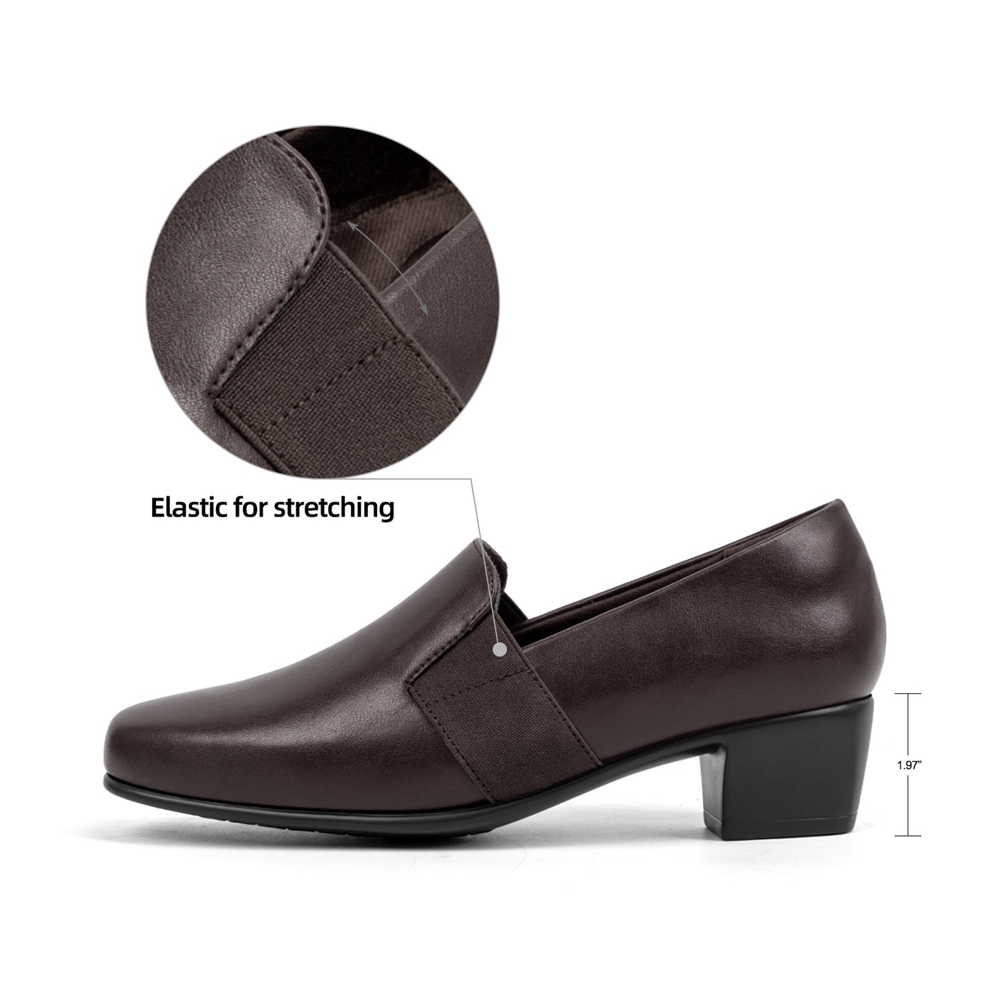 VJH confort Women's Dress Pumps Chunky Heel Loafers Slip On Square Toe Comfortable Work Shoes Lightweight