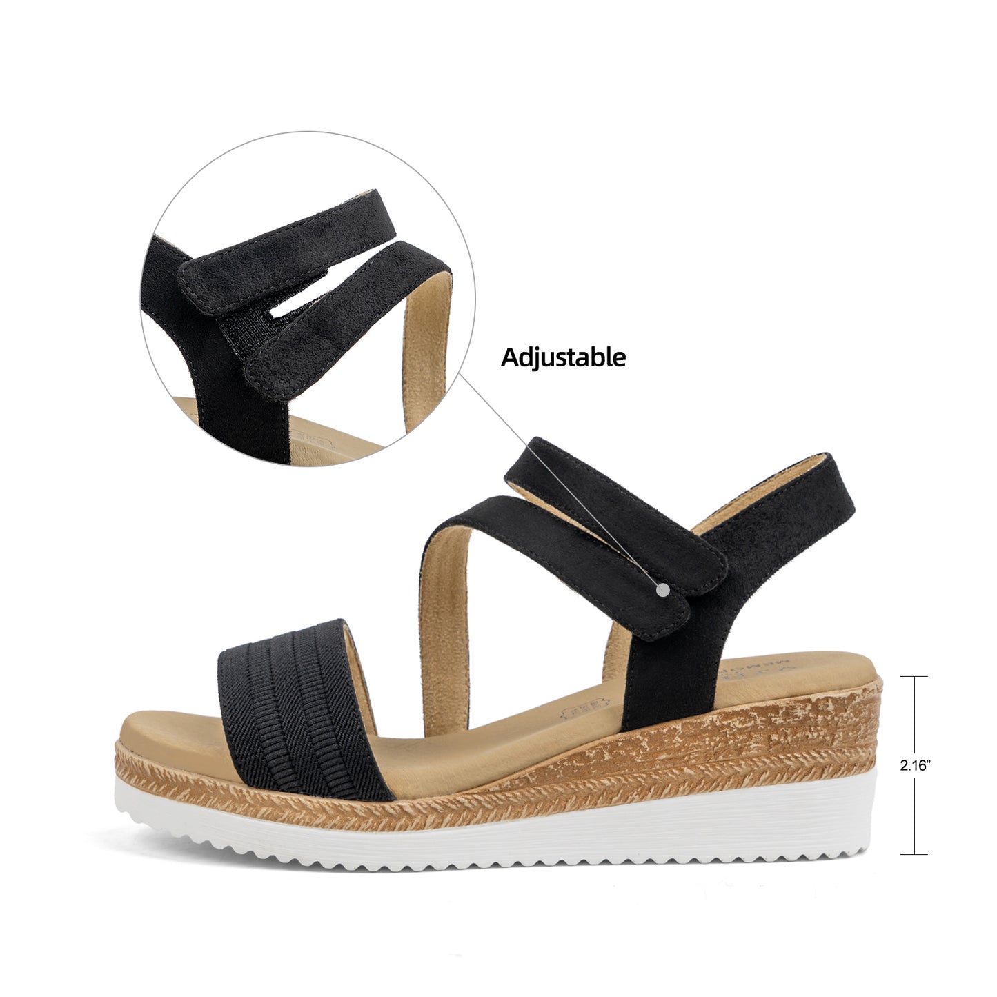 VJH confort Women's Wedge Sandals Platform Ankle Straps Leather Lining Comfortable Walking Summer Shoes