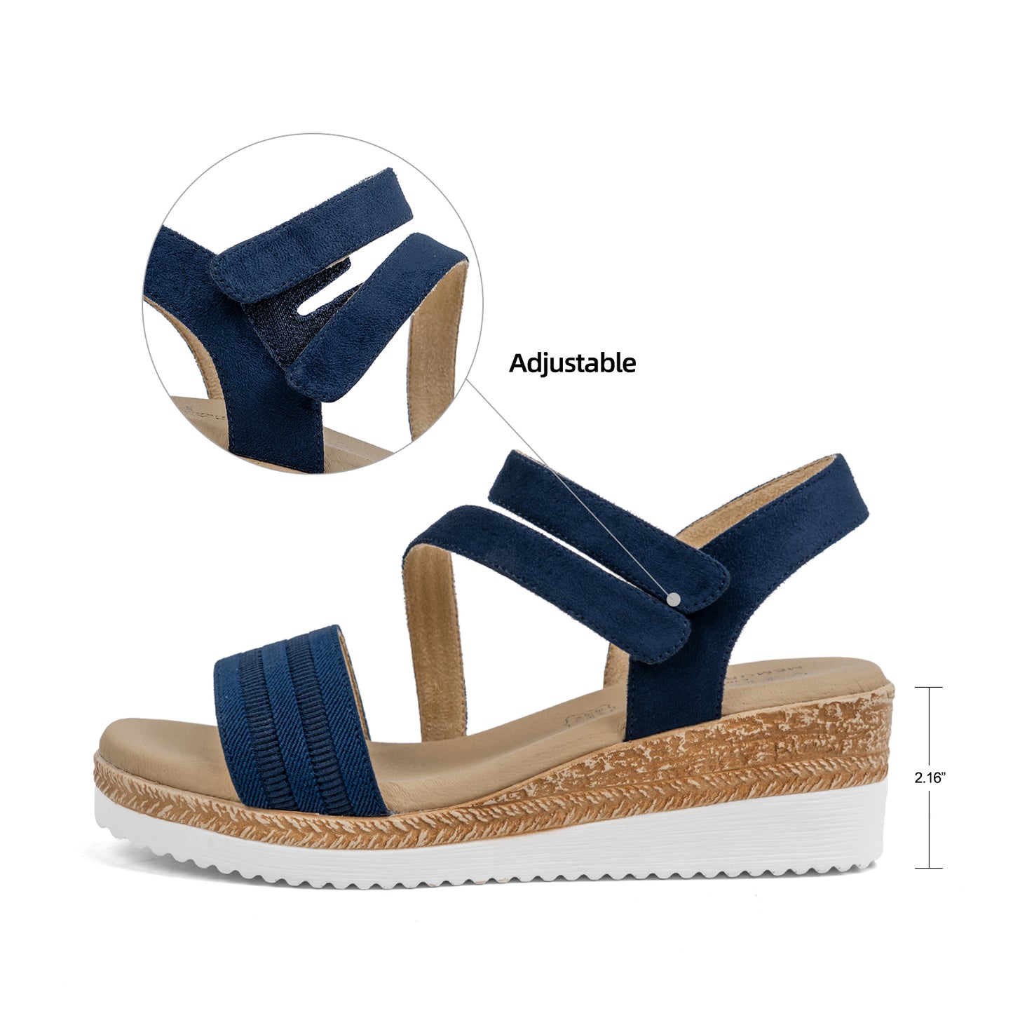 VJH confort Women's Wedge Sandals Platform Ankle Straps Leather Lining Comfortable Walking Summer Shoes