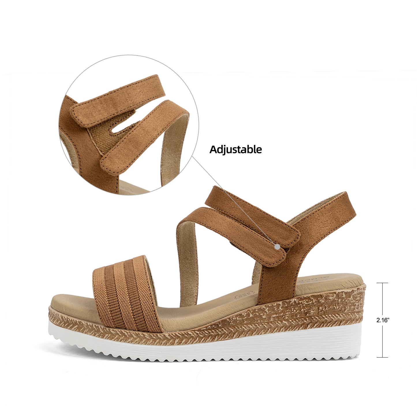 VJH confort Women's Wedge Sandals Platform Ankle Straps Leather Lining Comfortable Walking Summer Shoes