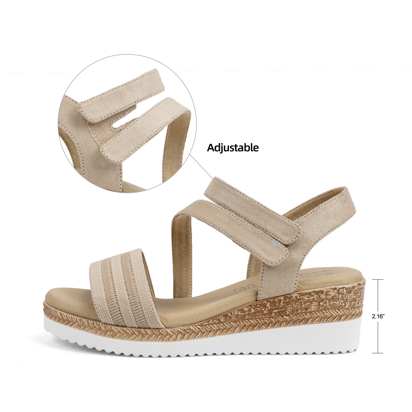 VJH confort Women's Wedge Sandals Platform Ankle Straps Leather Lining Comfortable Walking Summer Shoes