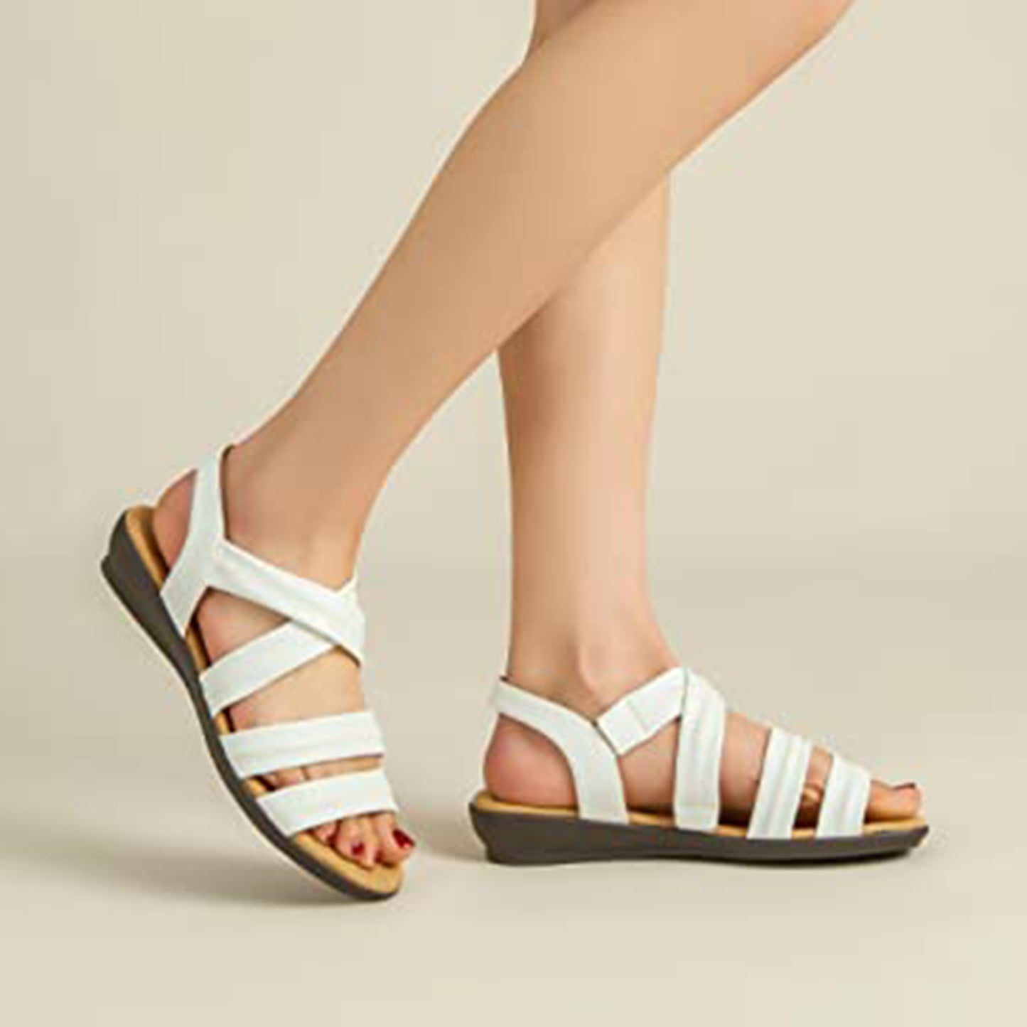 VJH confort Women’s Flat Sandals, Soft Straps Slip-on Open Toe Light Weight Elastic Slingback Comfort Casual Walking Sandals