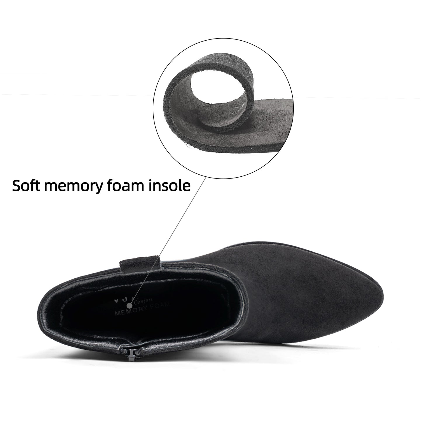 VJH confort Women's Cowboy Boots Mid Calf Cowgirl with Embroidery Pointed Toe Low Block Heel Comfortable Chic Western Booties