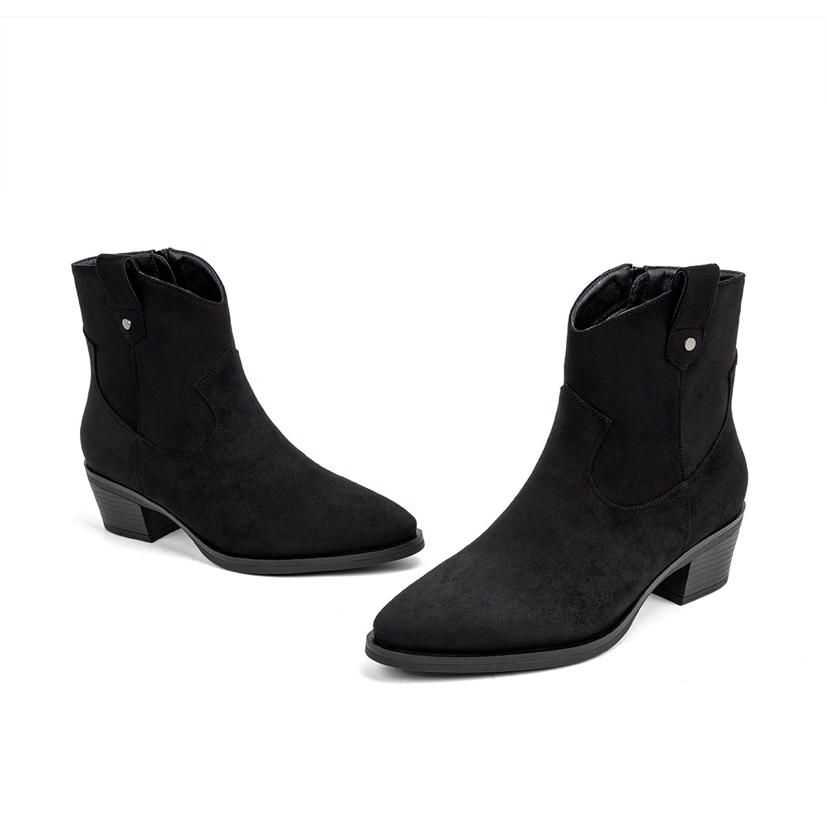 VJH confort Women's Western Ankle Boots Pointed Toe Low Chunky Heel Comfortbale Elegant Cowboy Cowgirl Booties