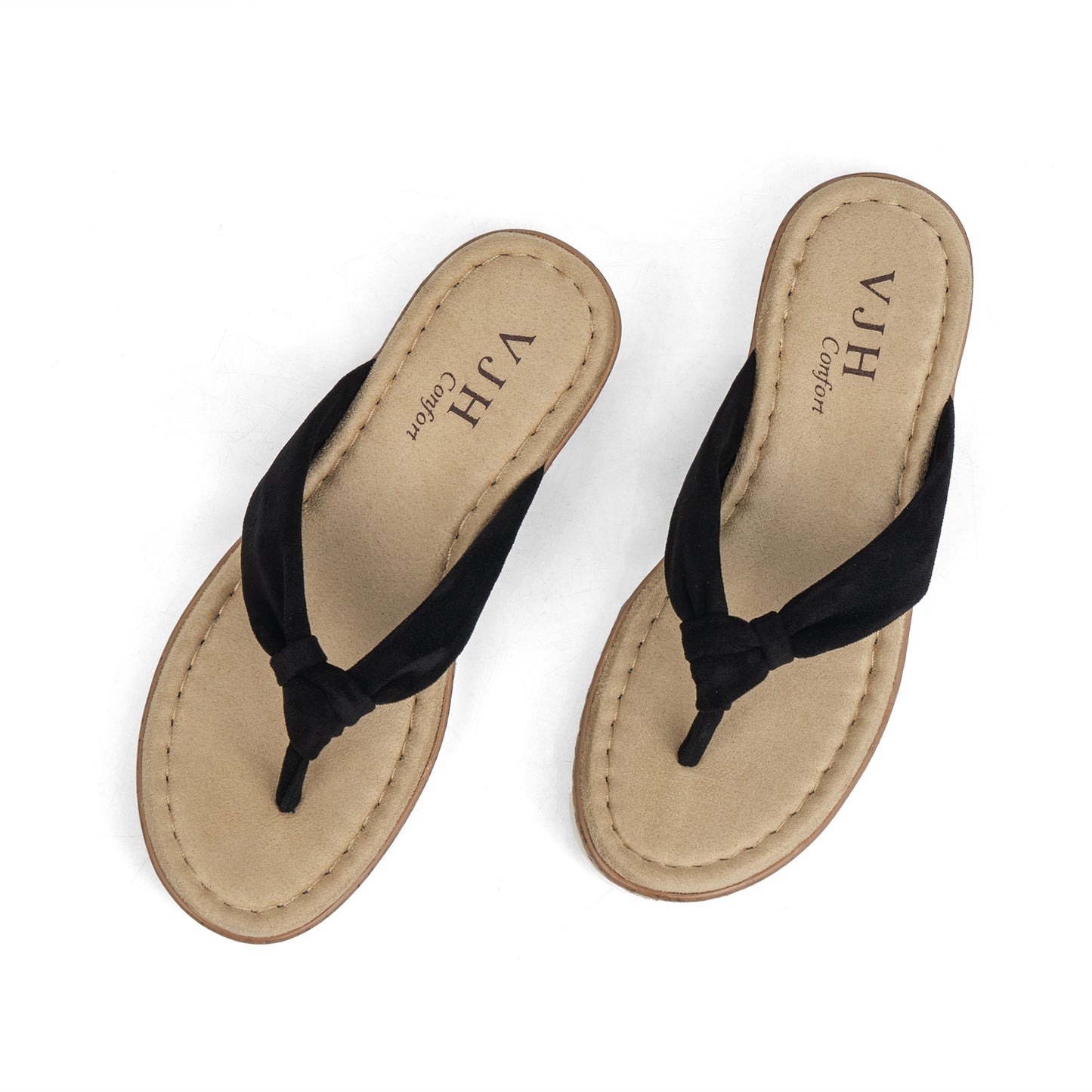 VJH confort Women's Flip Flops Thong Sandals Soft Cushion Comfortable Low Wedge for Summer Beach Walking