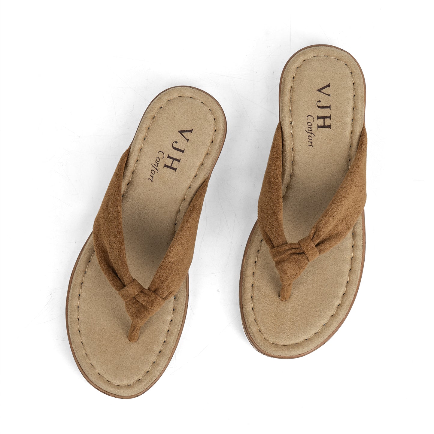 VJH confort Women's Flip Flops Thong Sandals Soft Cushion Comfortable Low Wedge for Summer Beach Walking