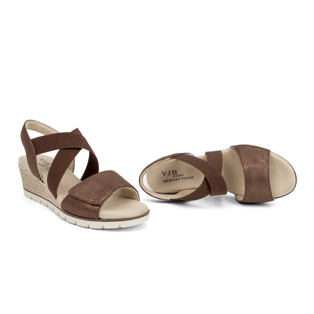 VJH confort Women's Wedge Sandals Stretchy Strap Slip-on Comfortable Causal Summer Shoe