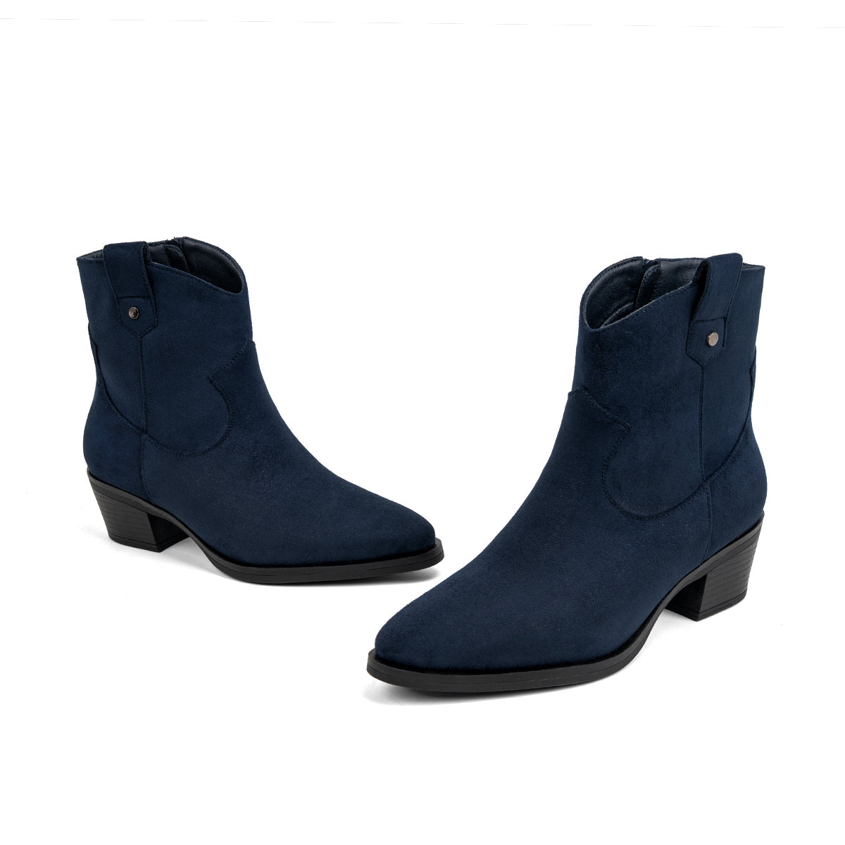 VJH confort Women's Western Ankle Boots Pointed Toe Low Chunky Heel Comfortbale Elegant Cowboy Cowgirl Booties