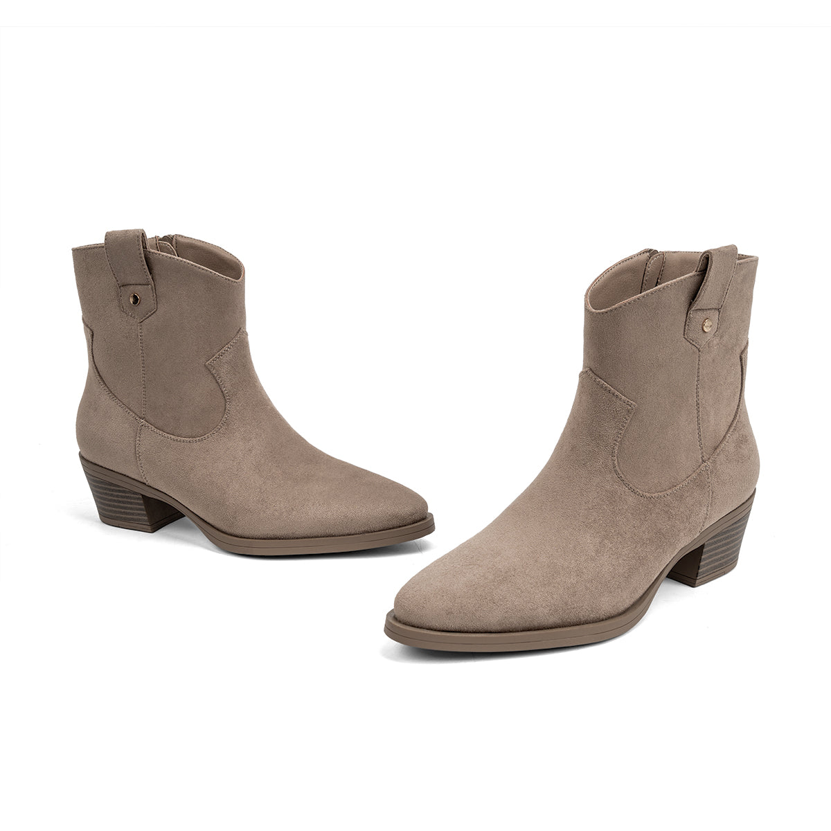 VJH confort Women's Western Ankle Boots Pointed Toe Low Chunky Heel Comfortbale Elegant Cowboy Cowgirl Booties