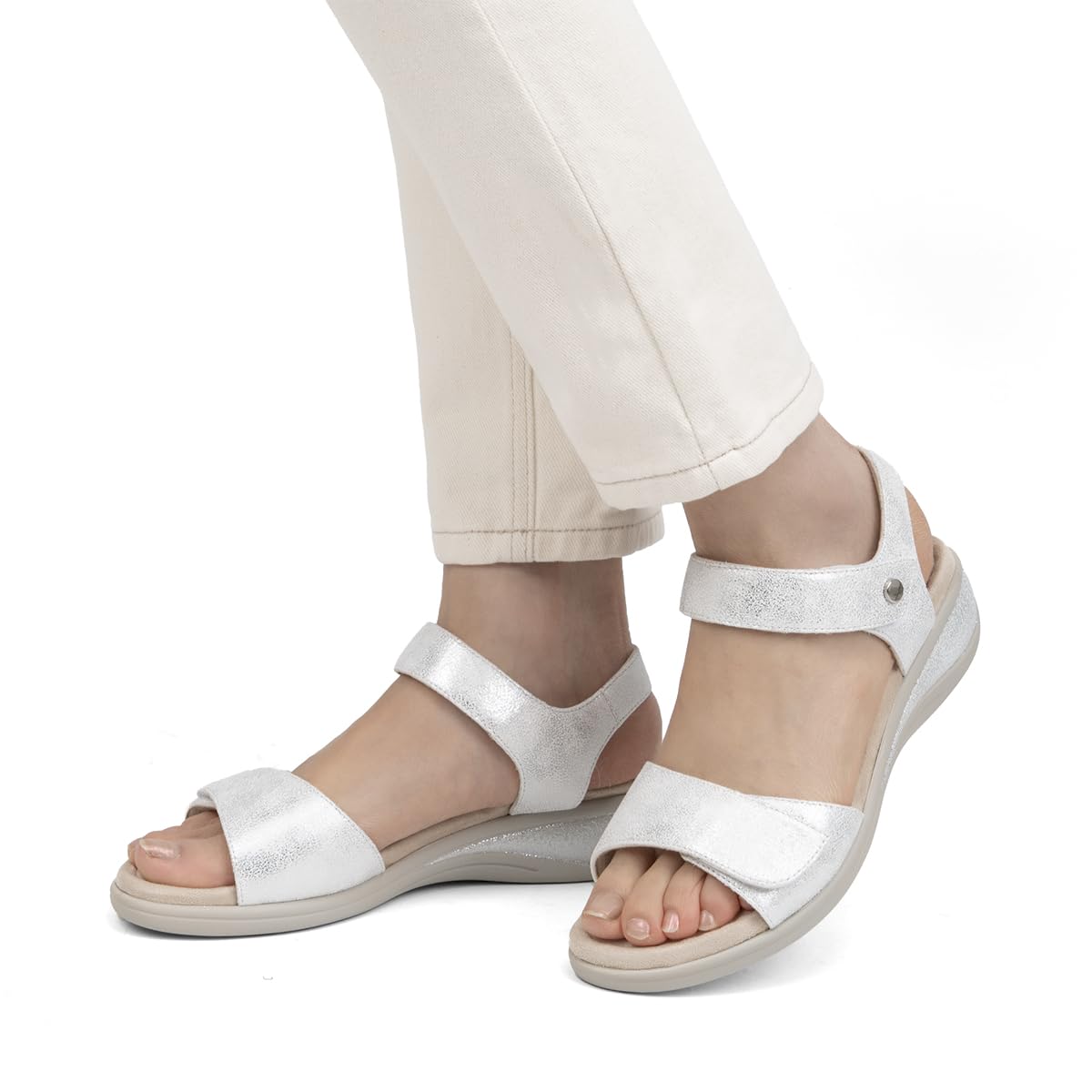 VJH confort Women's Wedge Sandals Low Heel Comfortable Hook-and-Loop Strap Open Toe Platform Summer Shoe