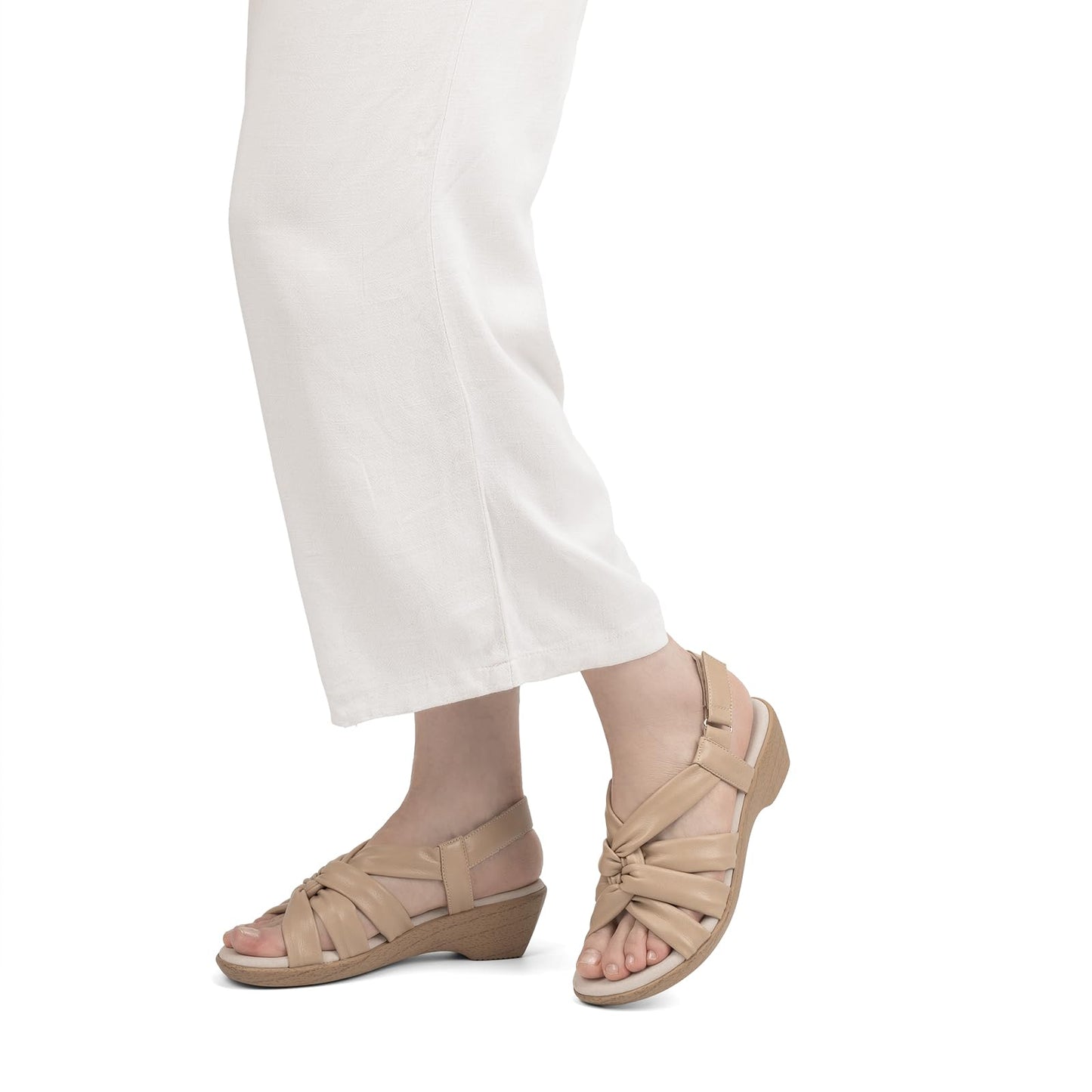 VJH confort Women’s Wedge Sandals, Comfortable Platform Cushioned Insole Strappy Round Toe Casual Wedge Sandals