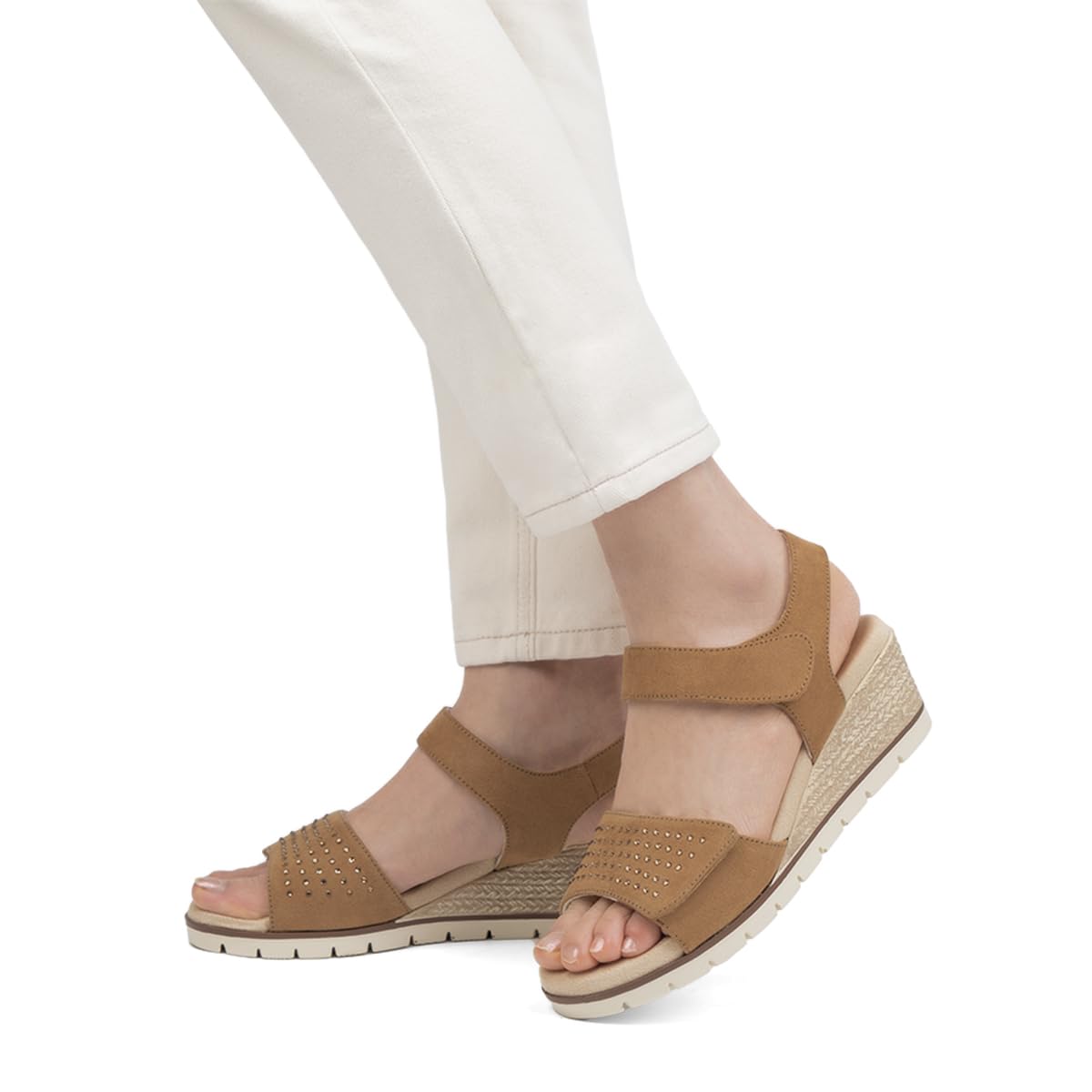 VJH confort Women's Wedge Sandals, Comfort Memory Foam Rhinestone Sandal with Adjustable straps