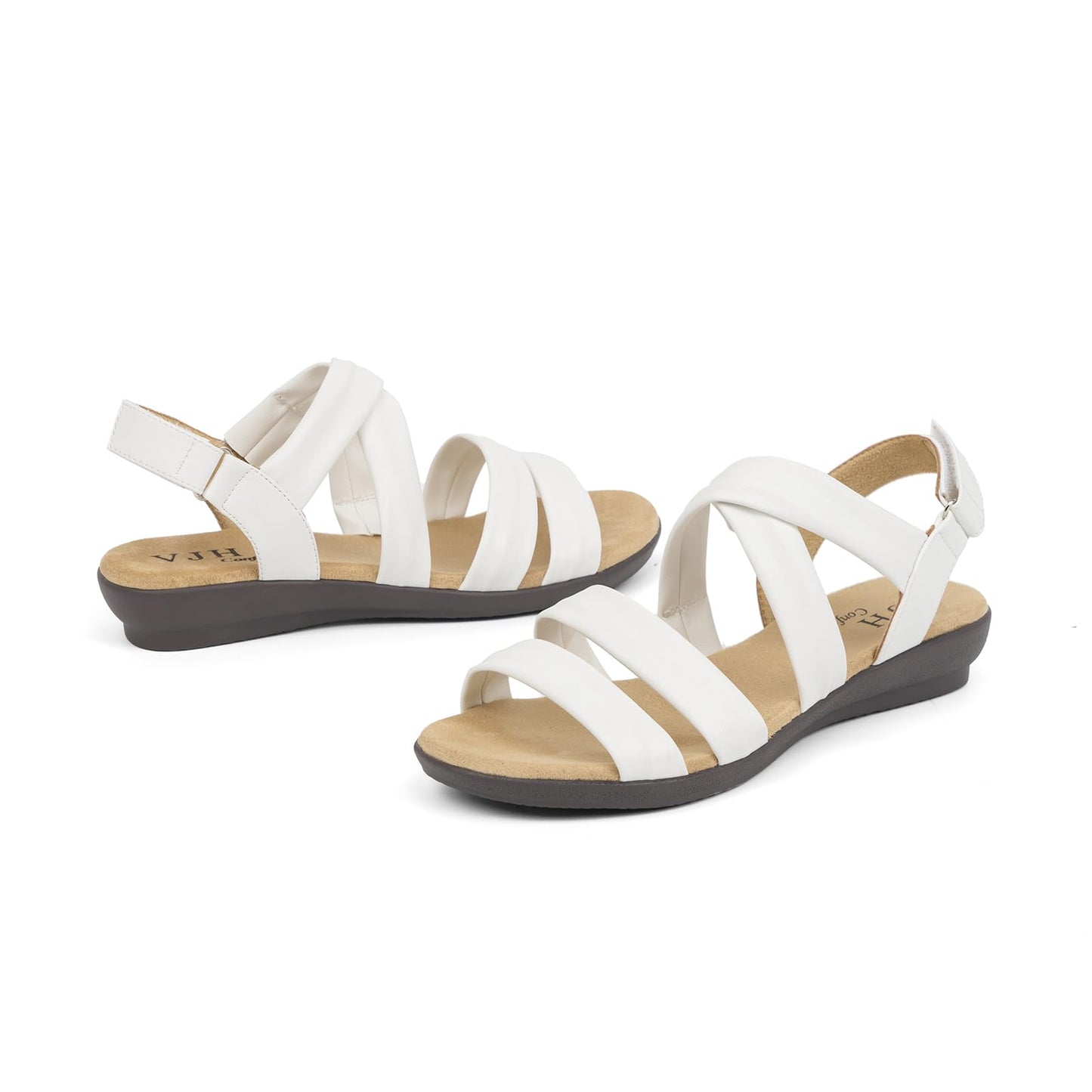 VJH confort Women’s Flat Sandals, Soft Straps Slip-on Open Toe Light Weight Elastic Slingback Comfort Casual Walking Sandals