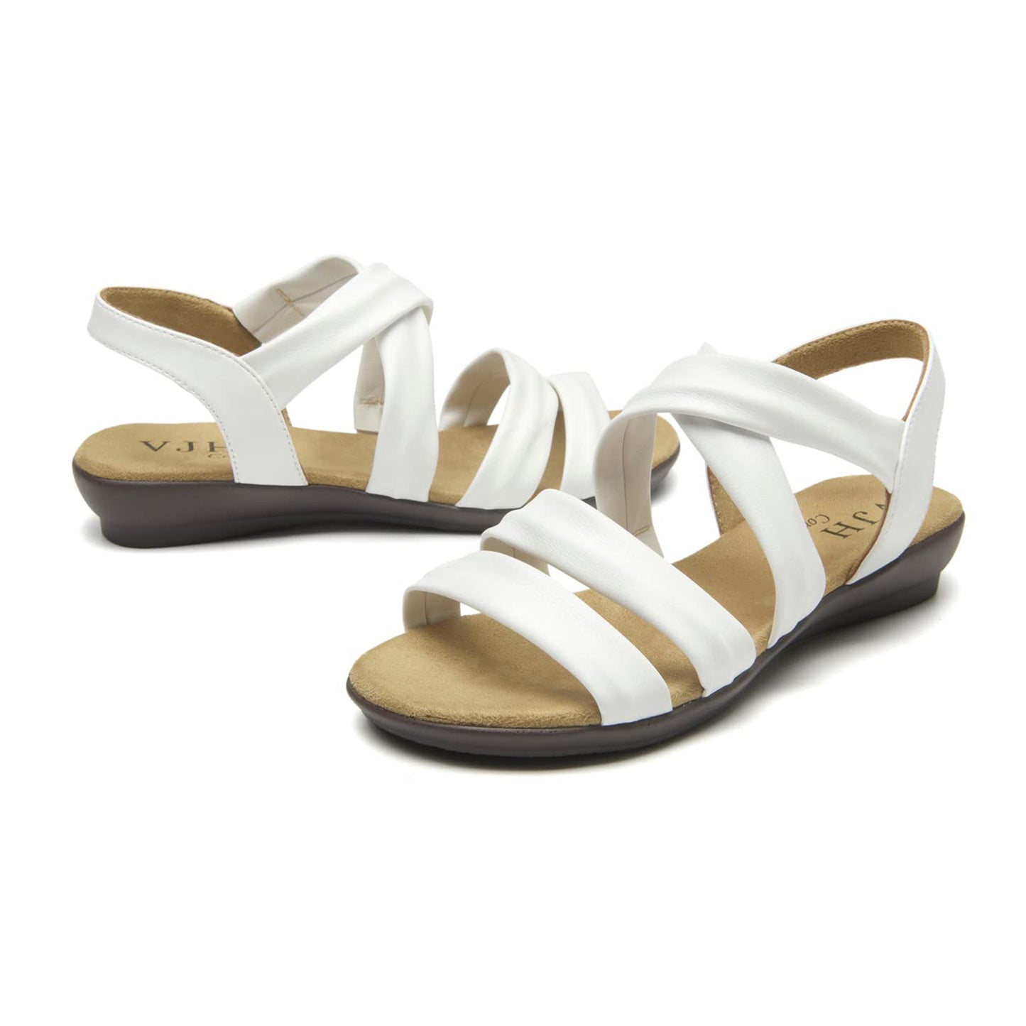 VJH confort Women’s Flat Sandals, Soft Straps Slip-on Open Toe Light Weight Elastic Slingback Comfort Casual Walking Sandals