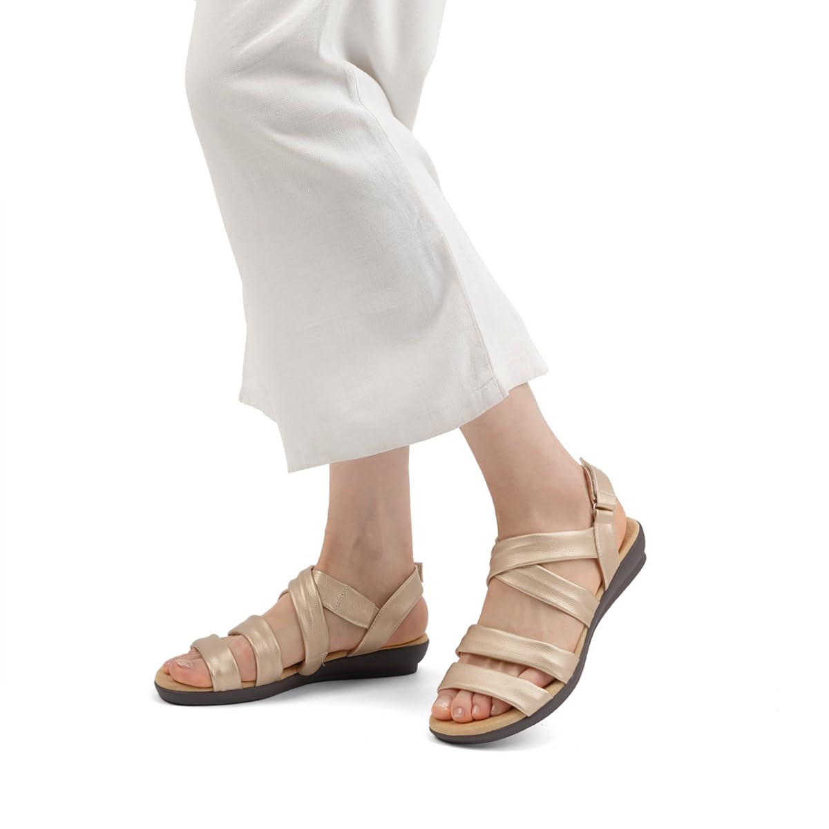 VJH confort Women’s Flat Sandals, Soft Straps Slip-on Open Toe Light Weight Elastic Slingback Comfort Casual Walking Sandals