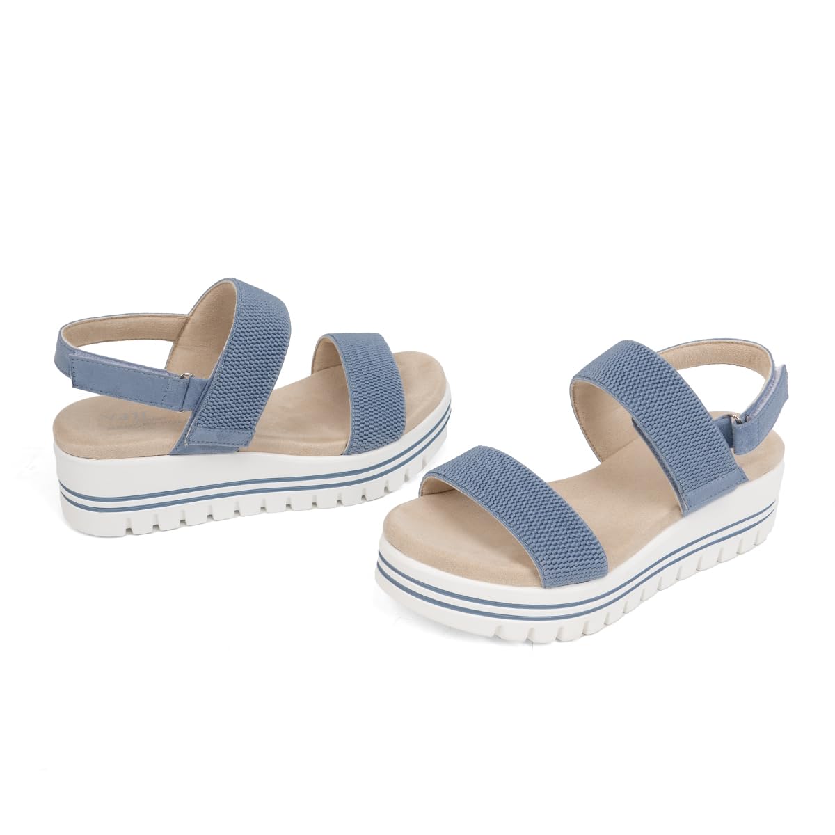 VJH confort Women's Wedge Sandals, Open Toe Ankle Strap Casual Platform Sandals