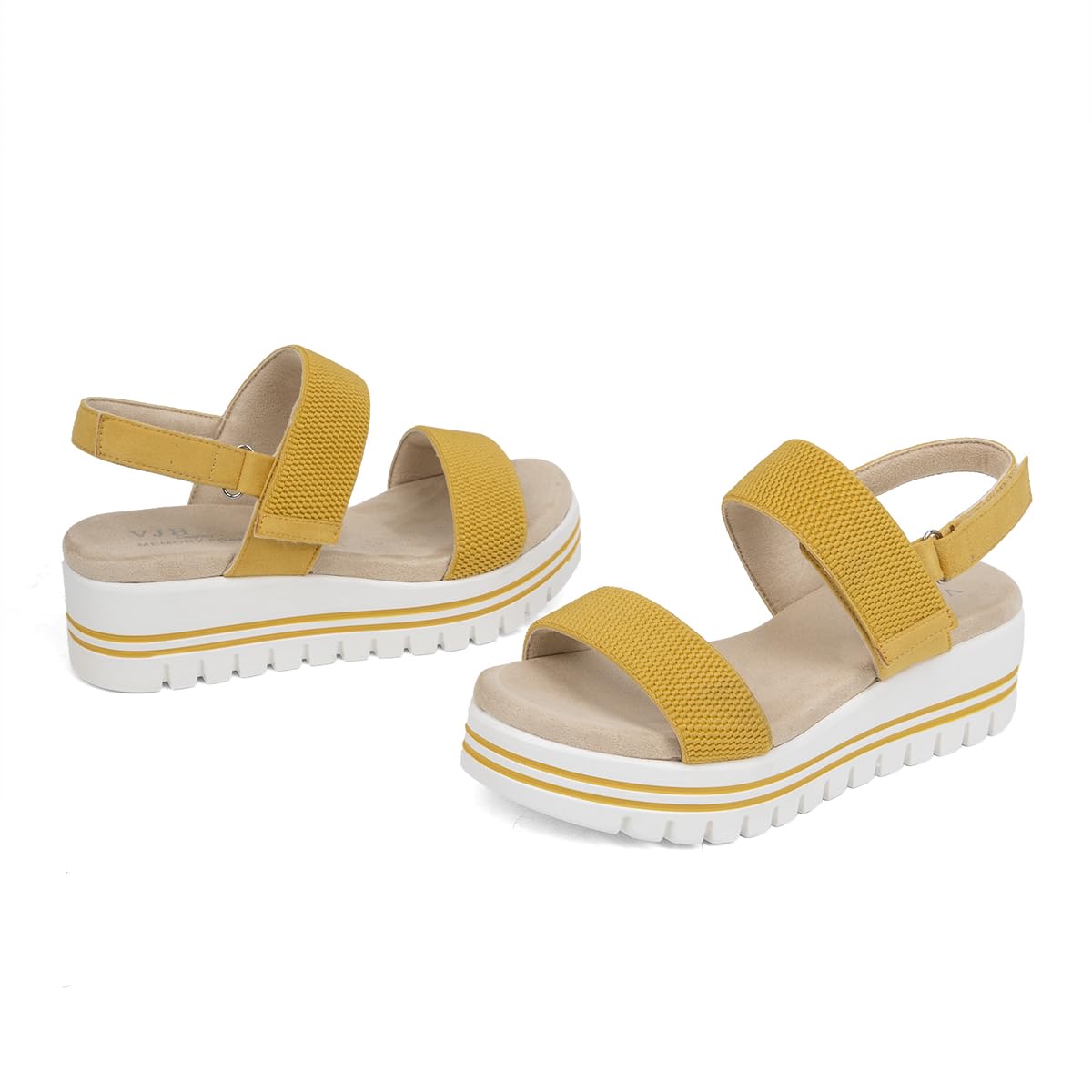 VJH confort Women's Wedge Sandals, Open Toe Ankle Strap Casual Platform Sandals