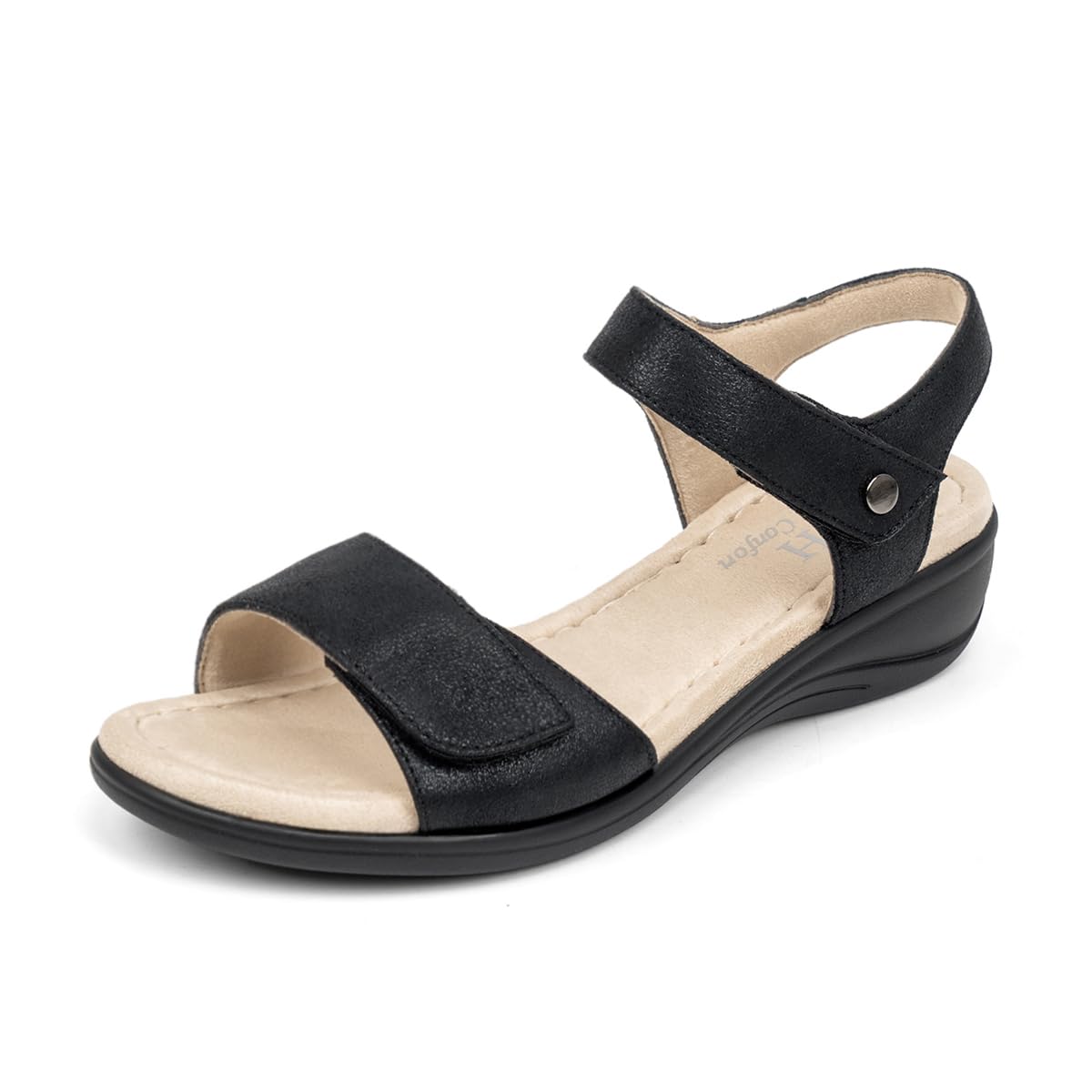 VJH confort Women's Wedge Sandals Low Heel Comfortable Hook-and-Loop Strap Open Toe Platform Summer Shoe