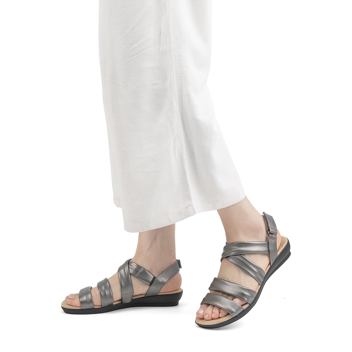 VJH confort Women’s Flat Sandals, Soft Straps Slip-on Open Toe Light Weight Elastic Slingback Comfort Casual Walking Sandals