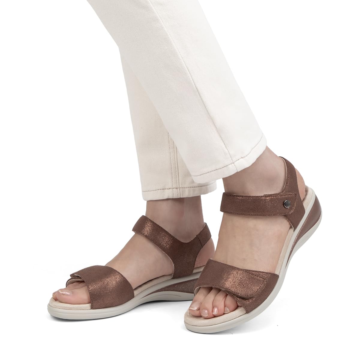 VJH confort Women's Wedge Sandals Low Heel Comfortable Hook-and-Loop Strap Open Toe Platform Summer Shoe