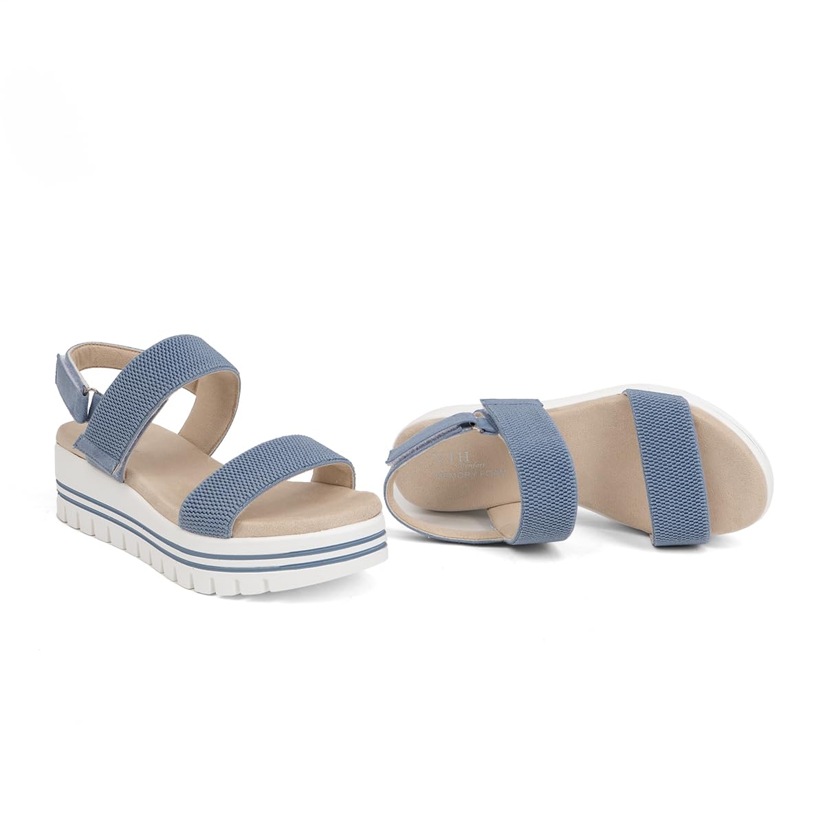 VJH confort Women's Wedge Sandals, Open Toe Ankle Strap Casual Platform Sandals