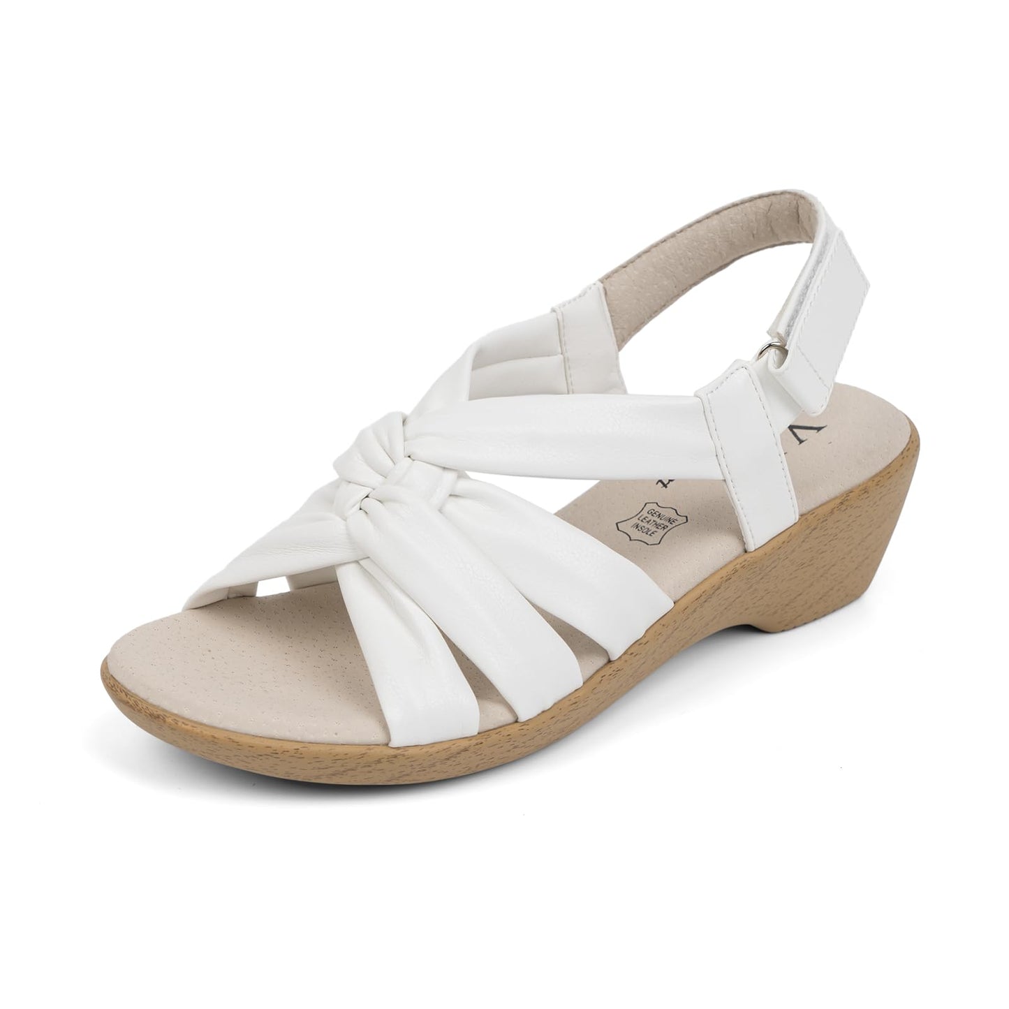 VJH confort Women’s Wedge Sandals, Comfortable Platform Cushioned Insole Strappy Round Toe Casual Wedge Sandals