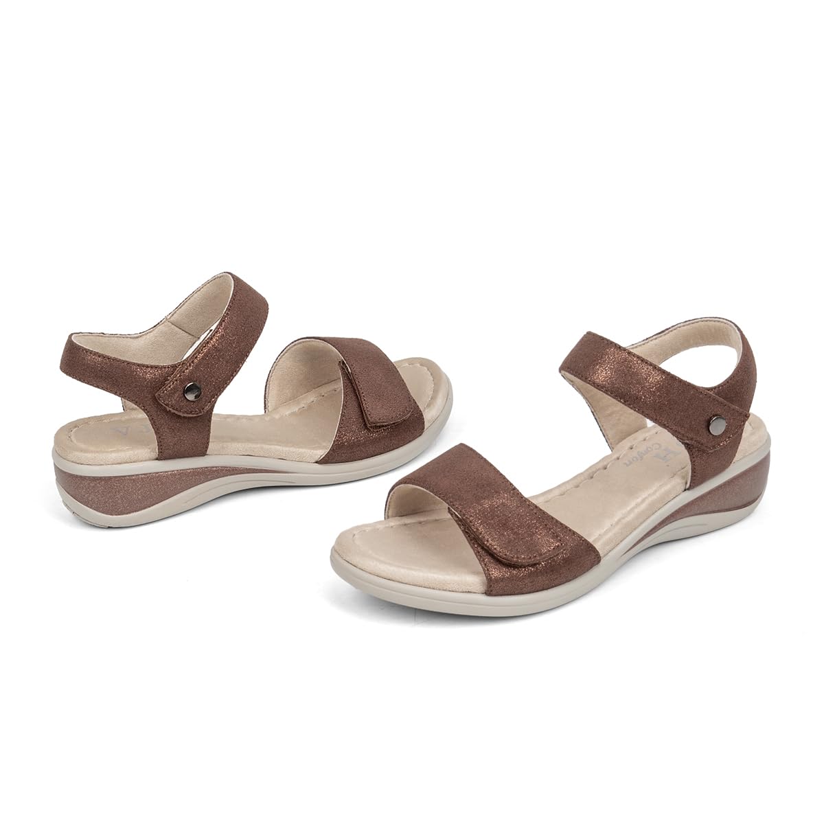 VJH confort Women's Wedge Sandals Low Heel Comfortable Hook-and-Loop Strap Open Toe Platform Summer Shoe