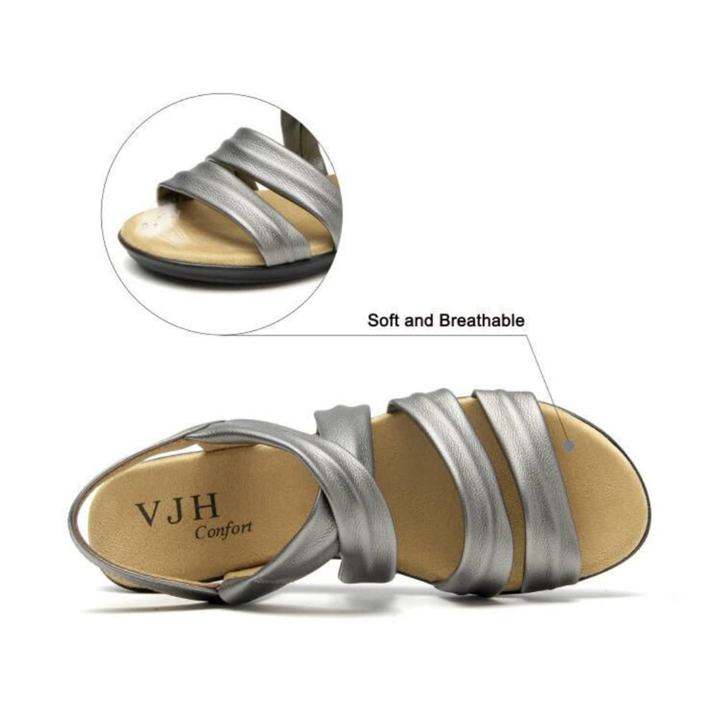 VJH confort Women’s Flat Sandals, Soft Straps Slip-on Open Toe Light Weight Elastic Slingback Comfort Casual Walking Sandals