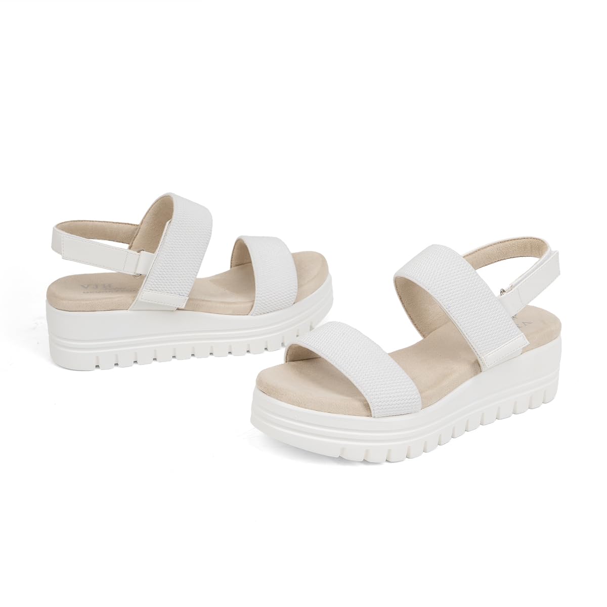 VJH confort Women's Wedge Sandals, Open Toe Ankle Strap Casual Platform Sandals