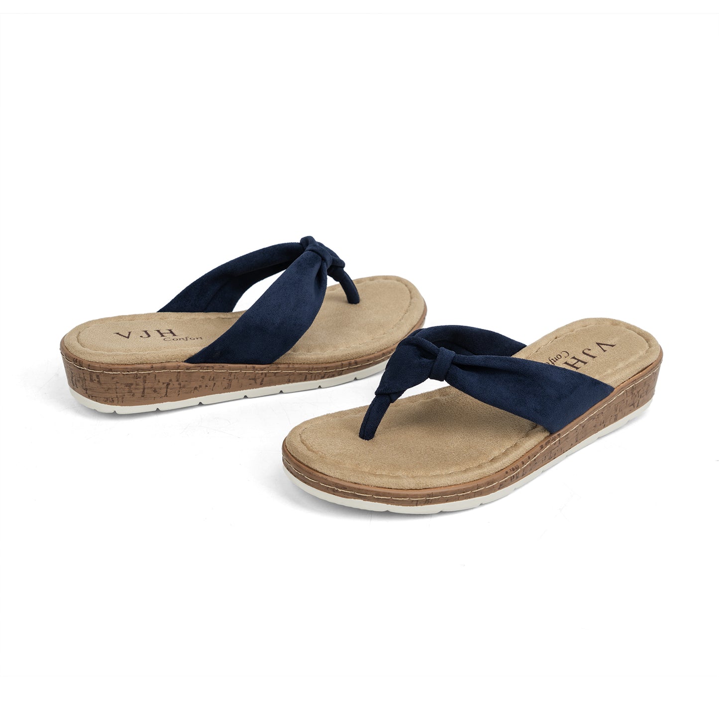 VJH confort Women's Flip Flops Thong Sandals Soft Cushion Comfortable Low Wedge for Summer Beach Walking