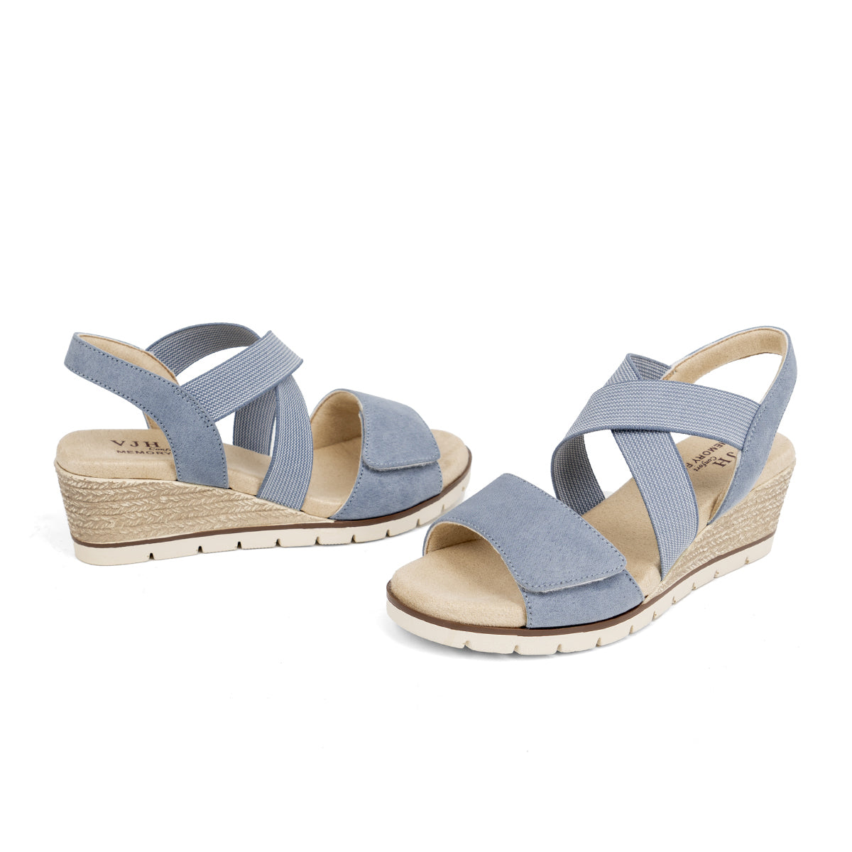 VJH confort Women's Wedge Sandals Stretchy Strap Slip-on Comfortable Causal Summer Shoe