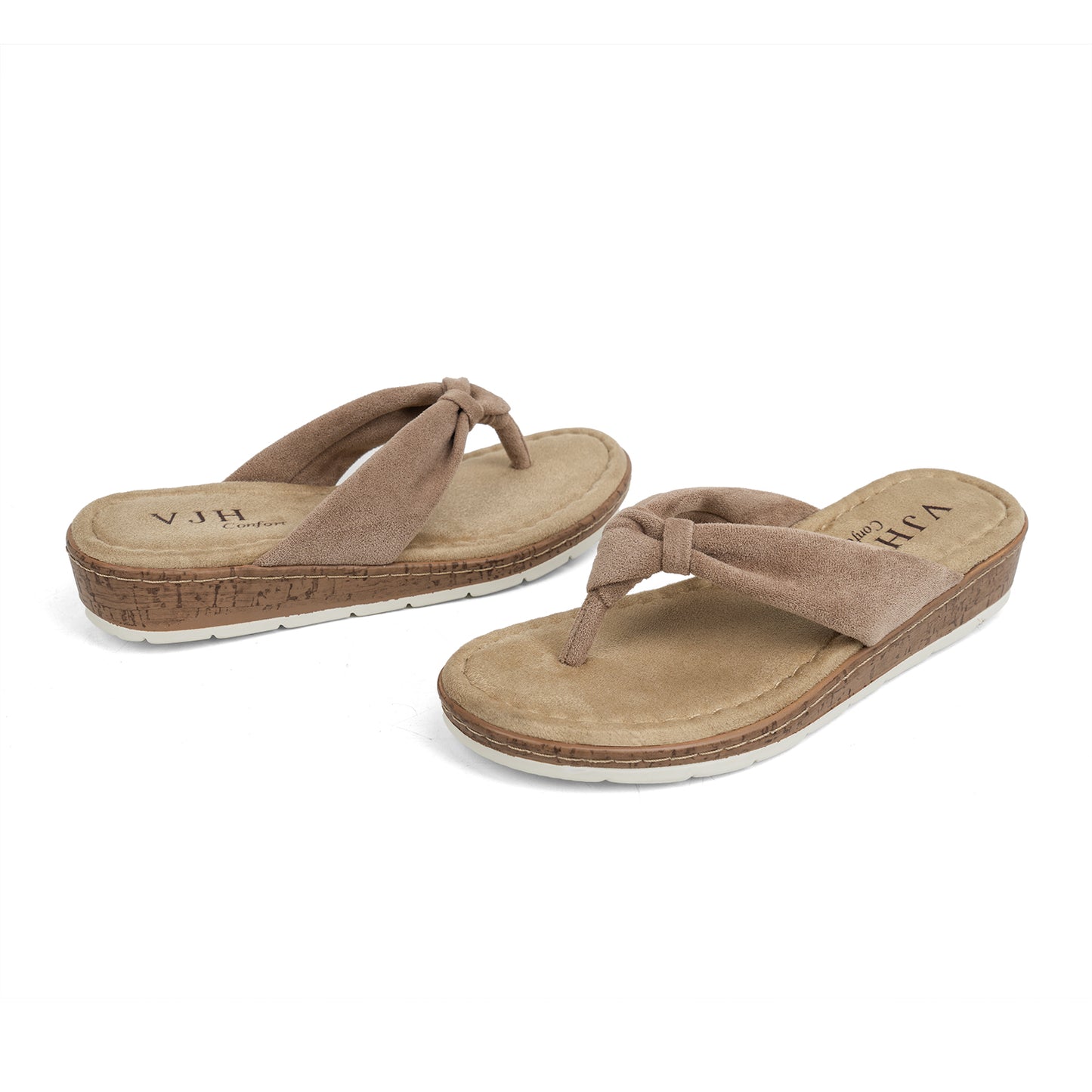 VJH confort Women's Flip Flops Thong Sandals Soft Cushion Comfortable Low Wedge for Summer Beach Walking
