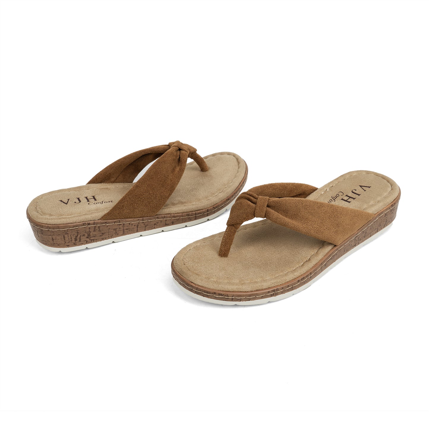 VJH confort Women's Flip Flops Thong Sandals Soft Cushion Comfortable Low Wedge for Summer Beach Walking