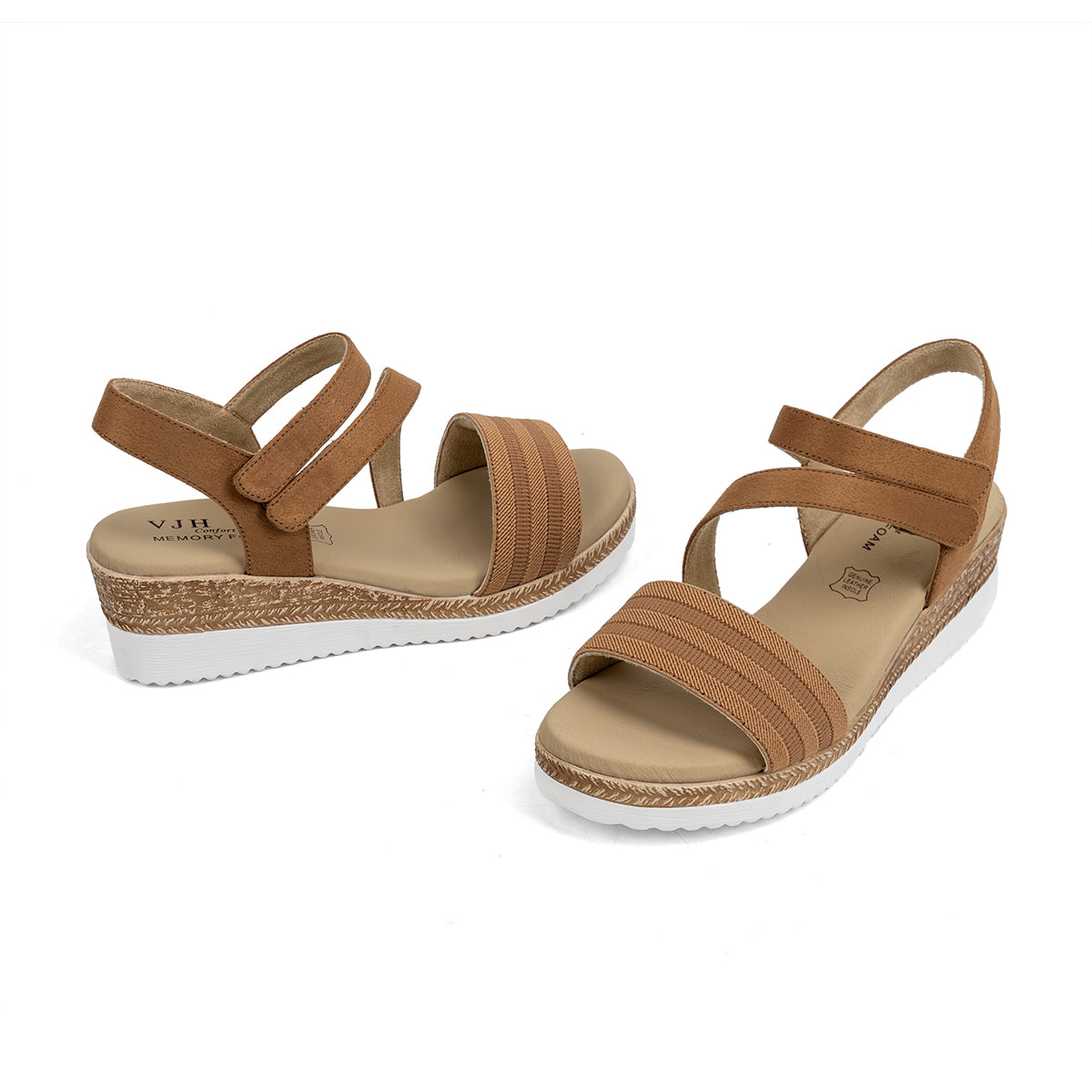 VJH confort Women's Wedge Sandals Platform Ankle Straps Leather Lining Comfortable Walking Summer Shoes