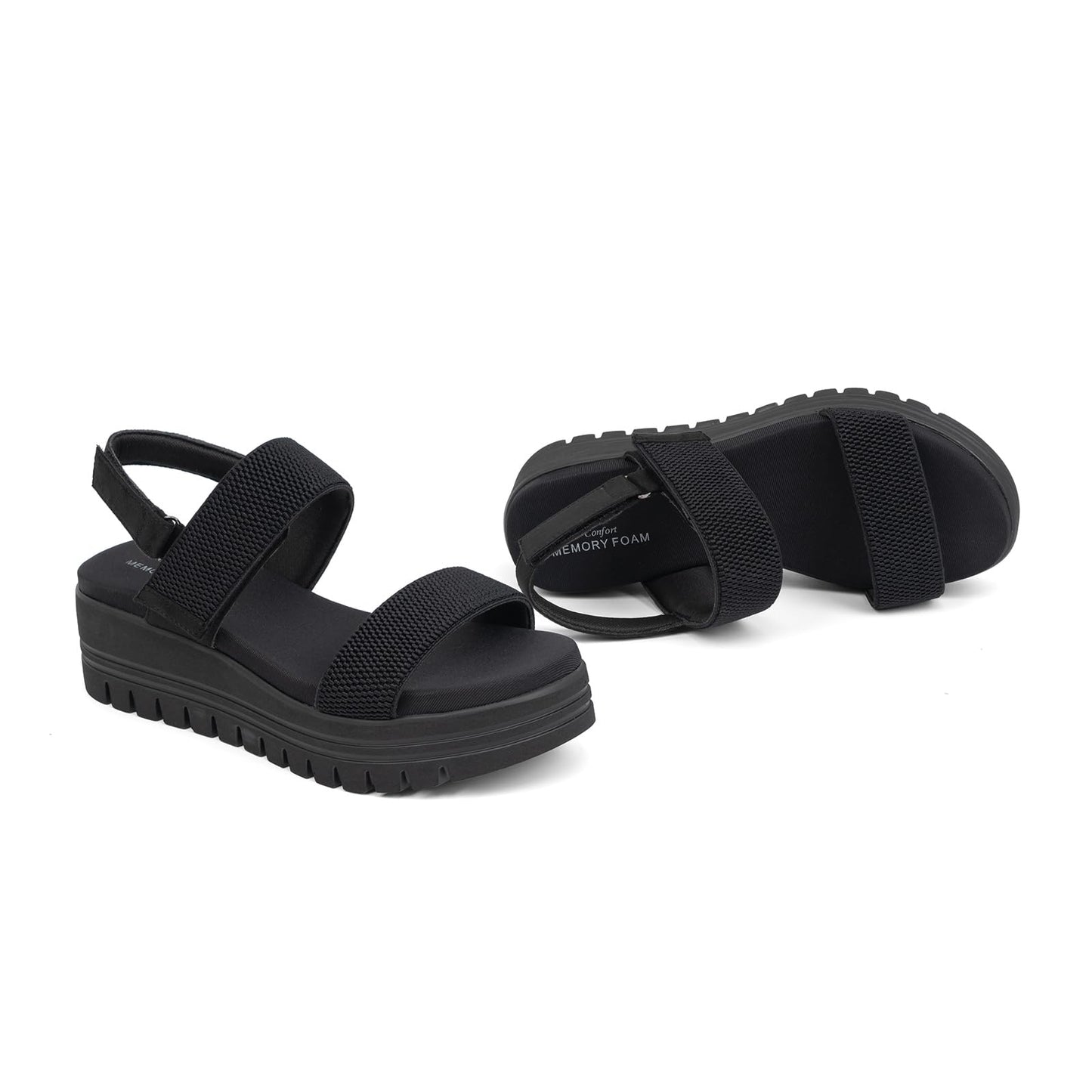 VJH confort Women's Wedge Sandals, Open Toe Ankle Strap Casual Platform Sandals