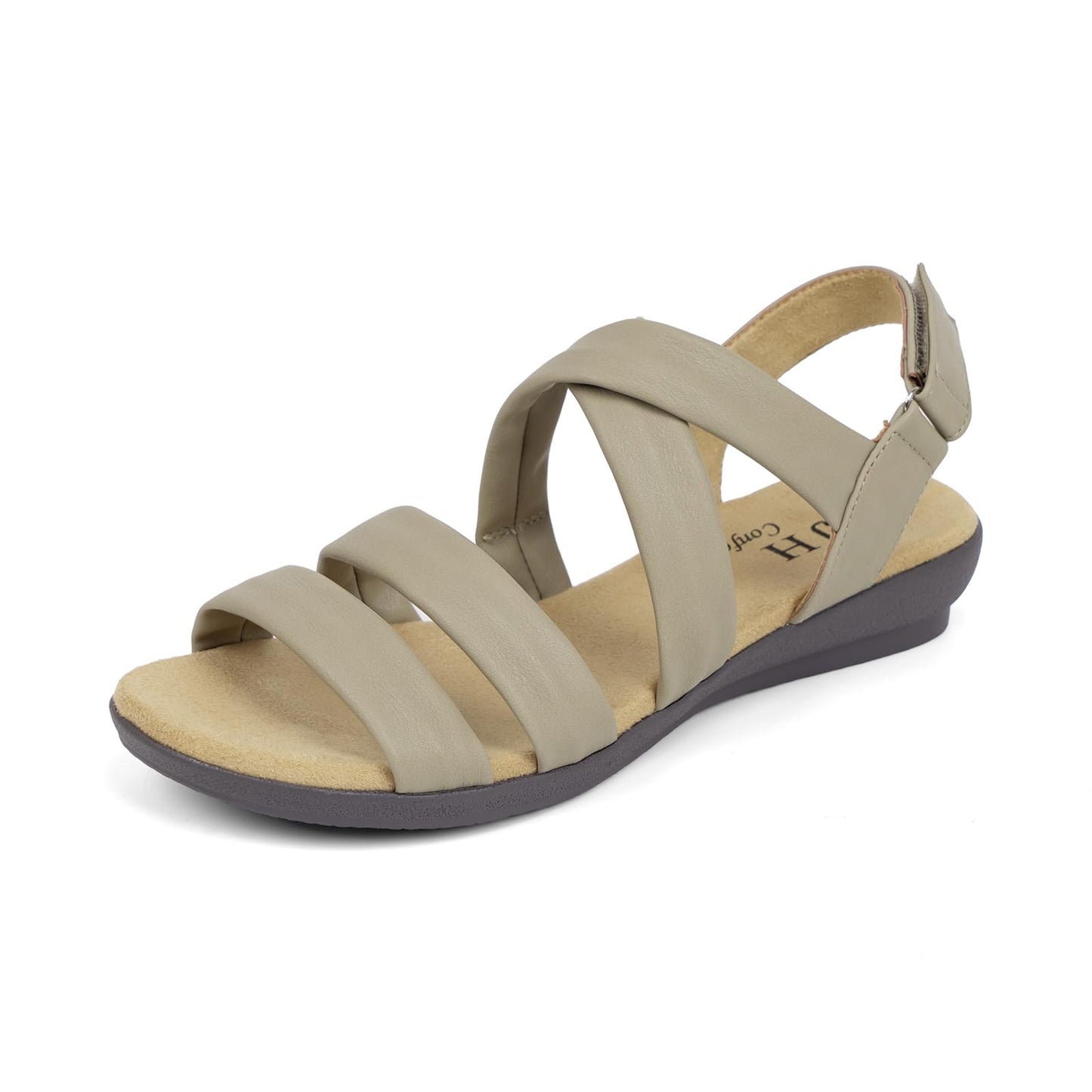 VJH confort Women’s Flat Sandals, Soft Straps Slip-on Open Toe Light Weight Elastic Slingback Comfort Casual Walking Sandals