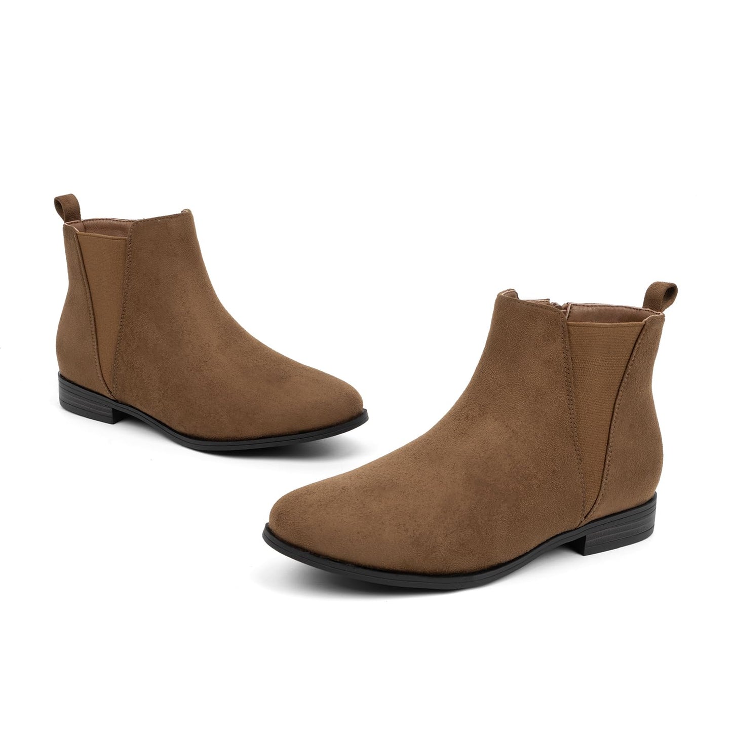 VJH confort Women's Chelsea Ankle Boots Low Heel Fashion Almond Toe Dress Booties with Side Zipper