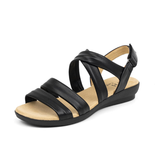 VJH confort Women’s Flat Sandals, Soft Straps Slip-on Open Toe Light Weight Elastic Slingback Comfort Casual Walking Sandals