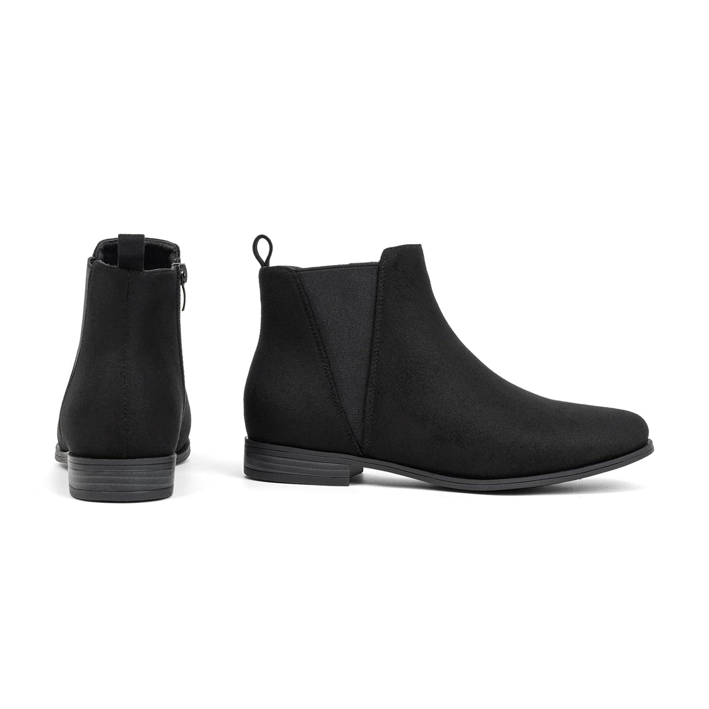 VJH confort Women's Chelsea Ankle Boots Low Heel Fashion Almond Toe Dress Booties with Side Zipper