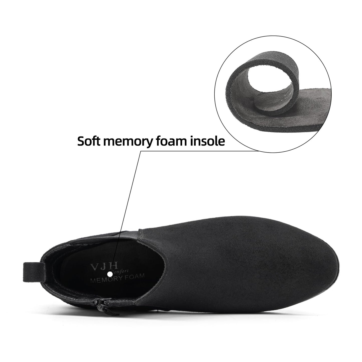 VJH confort Women's Chelsea Ankle Boots Low Heel Fashion Almond Toe Dress Booties with Side Zipper