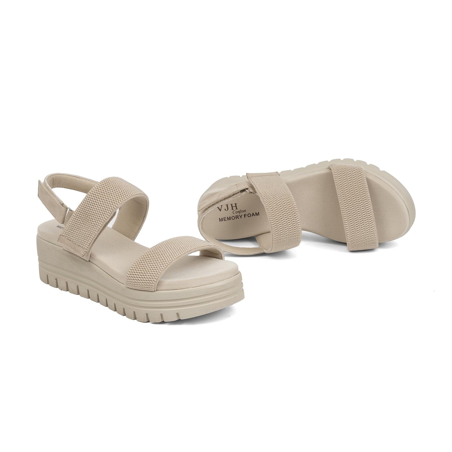 VJH confort Women's Wedge Sandals, Open Toe Ankle Strap Casual Platform Sandals