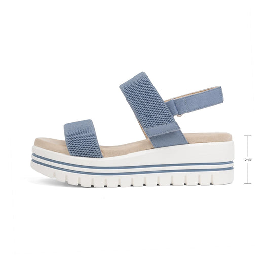 VJH confort Women's Wedge Sandals, Open Toe Ankle Strap Casual Platform Sandals
